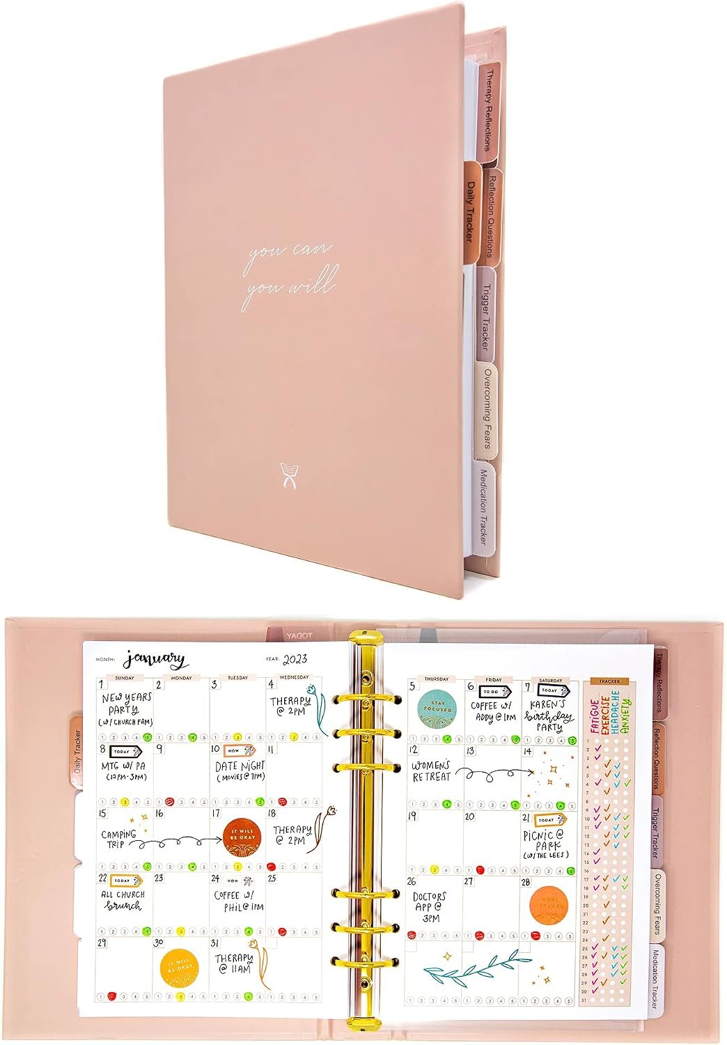 CanPlan Mental Health Planner – Self Care Gift for Women, Mental Health Journal, Book, Anxiety, Depression, ADHD Planner and Tracker, Self Love Self Care Journal, Wellness Planner, Pink
