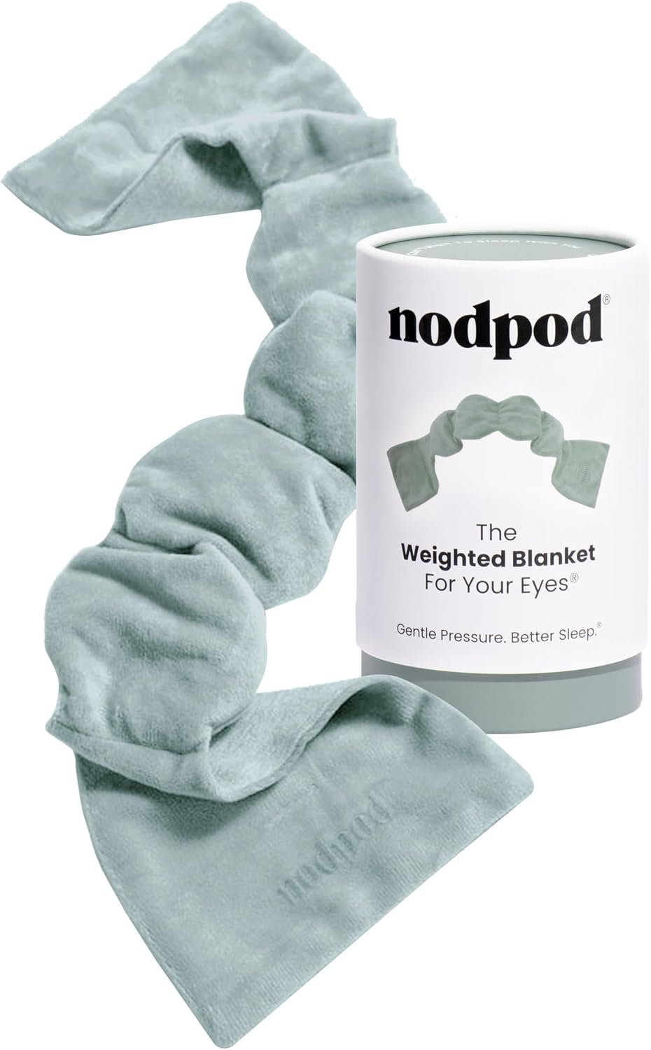 nodpod Patented Gentle Pressure Sleep Mask, Weighted Eye Mask | Patented Light Blocking Design for Sleeping, Travel & Relaxation, Bead Filled, Machine Washable, BPA-Free, Sage