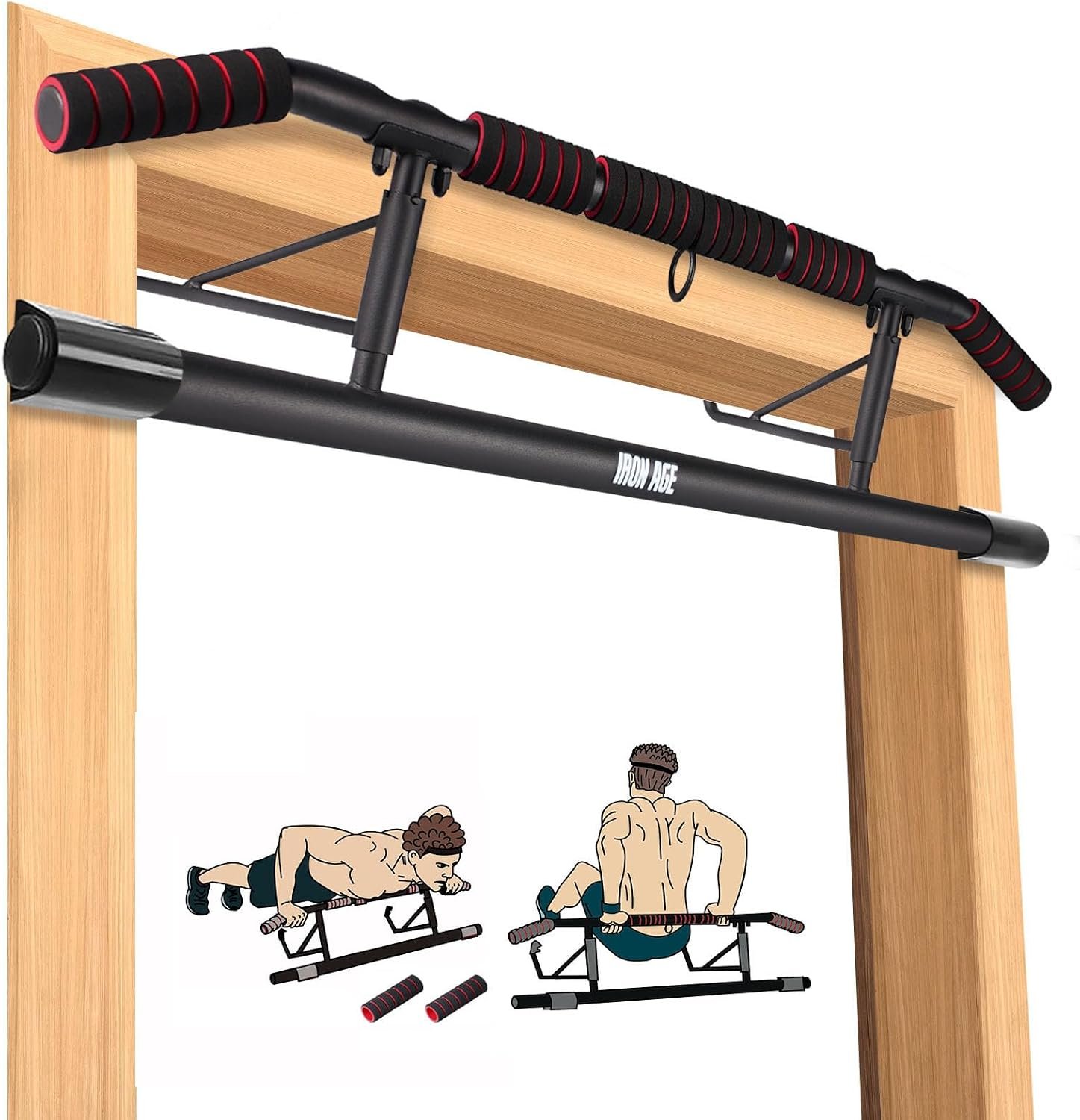 IRON AGE Pull Up Bar for Doorway : 2025 New Pullup Bar – Industrial Grade Steel, Hang & Go Training, Multi-Grip Horizontal Array