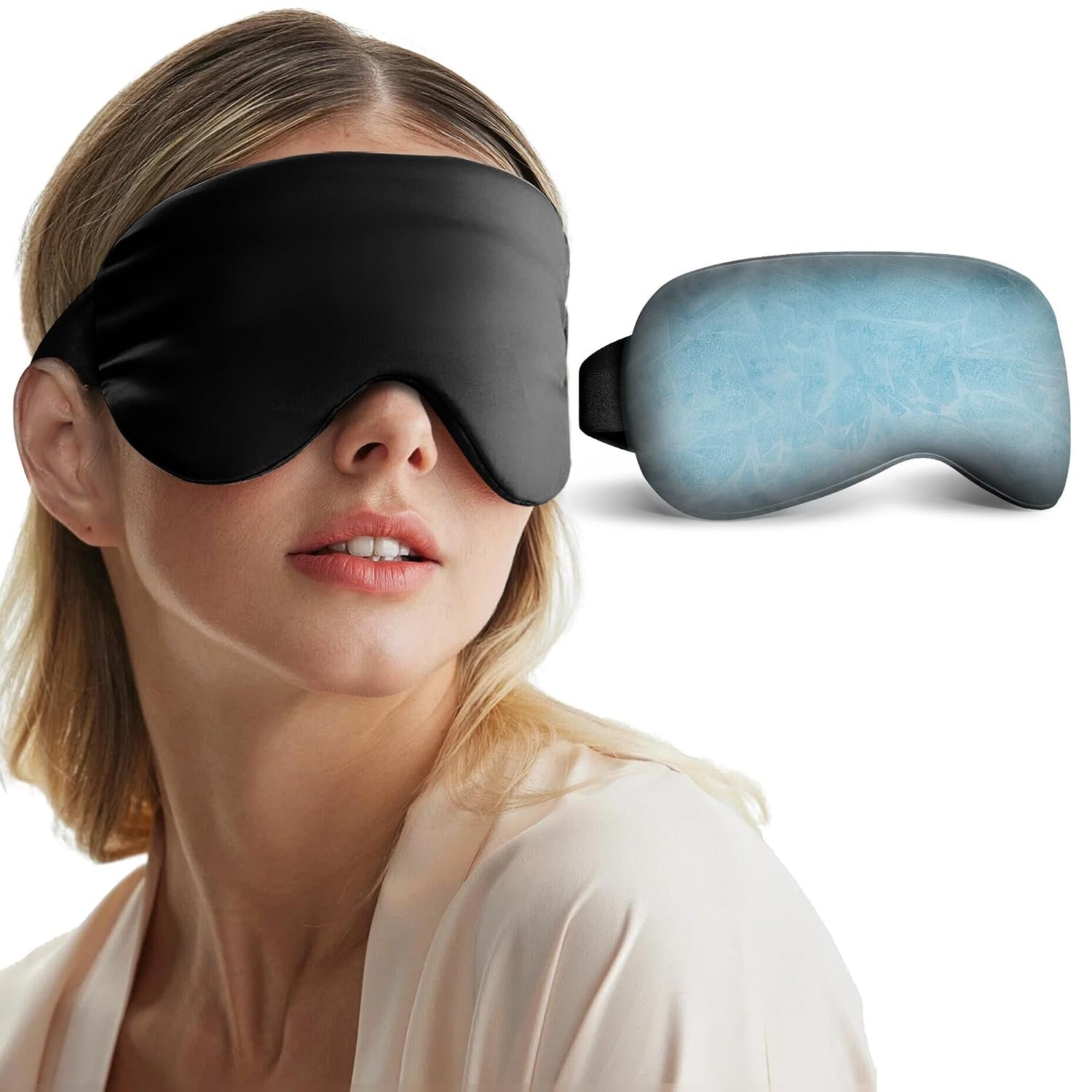 Cooling Eye Mask for Dark Circles Puffiness – Fsa Eligible Items Hsa, Cold Compress for Puffy Eyes Migraines Headache Sleeping After Surgery, Gentle Weighted Travel Essentials Gel Ice Pack (Black)