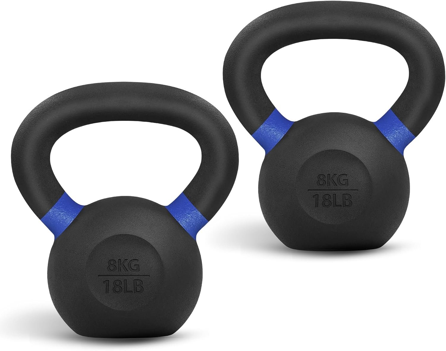 Yes4All Powder Coated Kettlebell, Cast Iron Core Kettlebells with Non-Slip Handle & Flat Bottom for Conditioning, Heavy Duty for Strength Training, 9lb to 71lb – Single & Pair