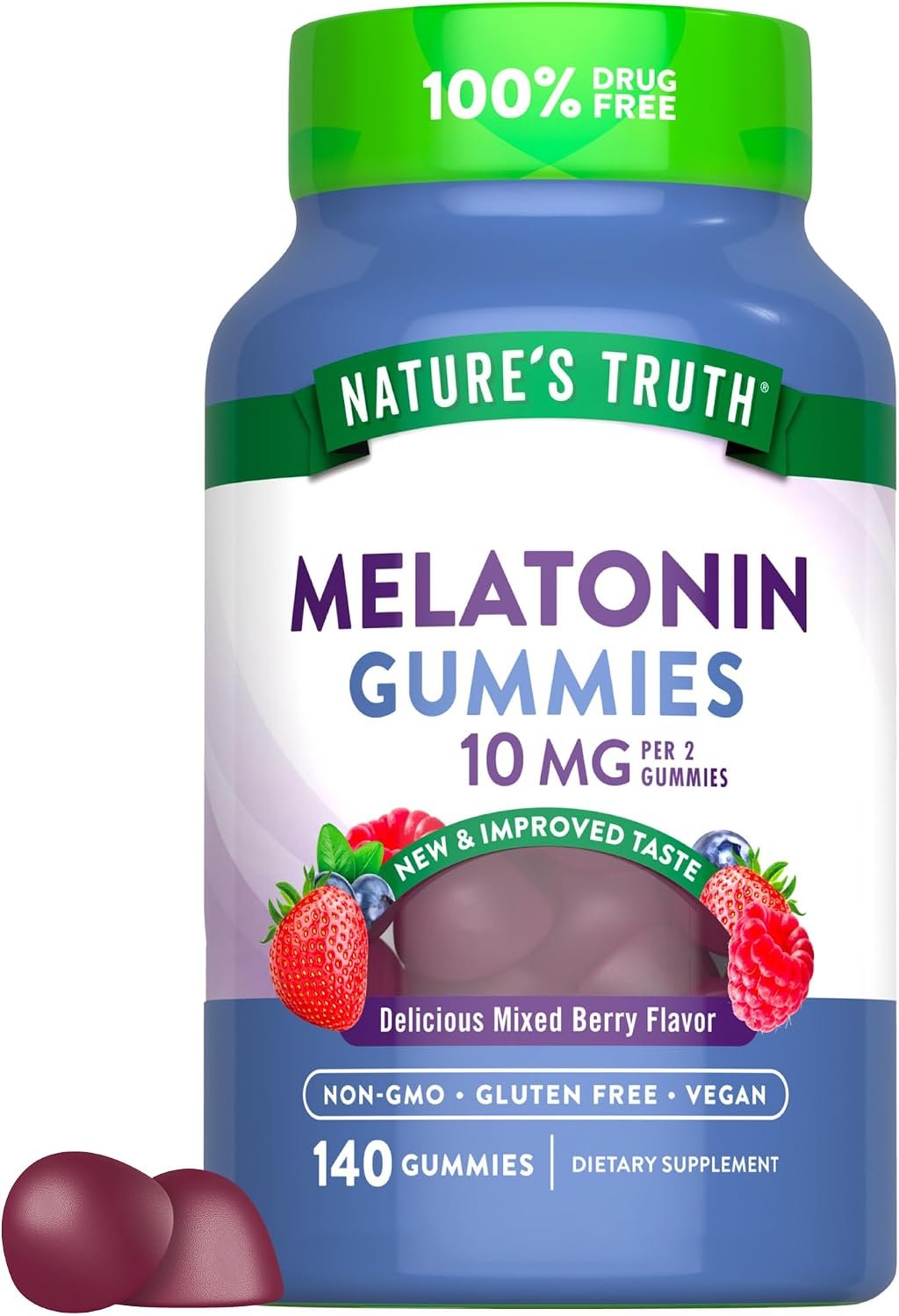 Nature’s Truth Melatonin Gummies | 10mg | 140 Count | Berry Flavor | Vegan, Non-GMO & Gluten Free Supplement for Adults