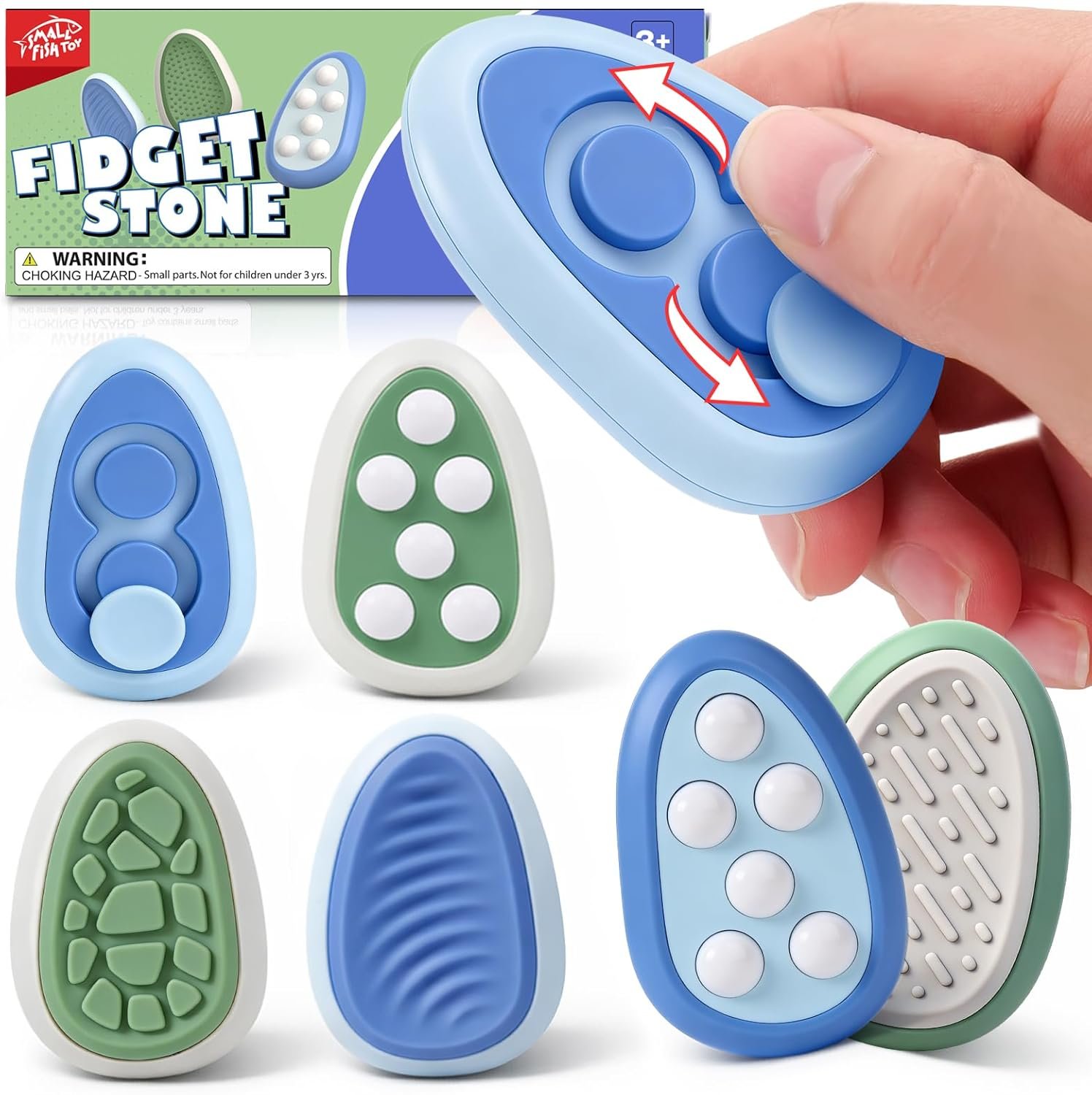 Fidget Toys Adults Stress Relief: 4 Pack Fidget Stone – Sensory Calming Desk Toys for Teens Kids with ADHD Autism – Office Tension Relief Focus Tool
