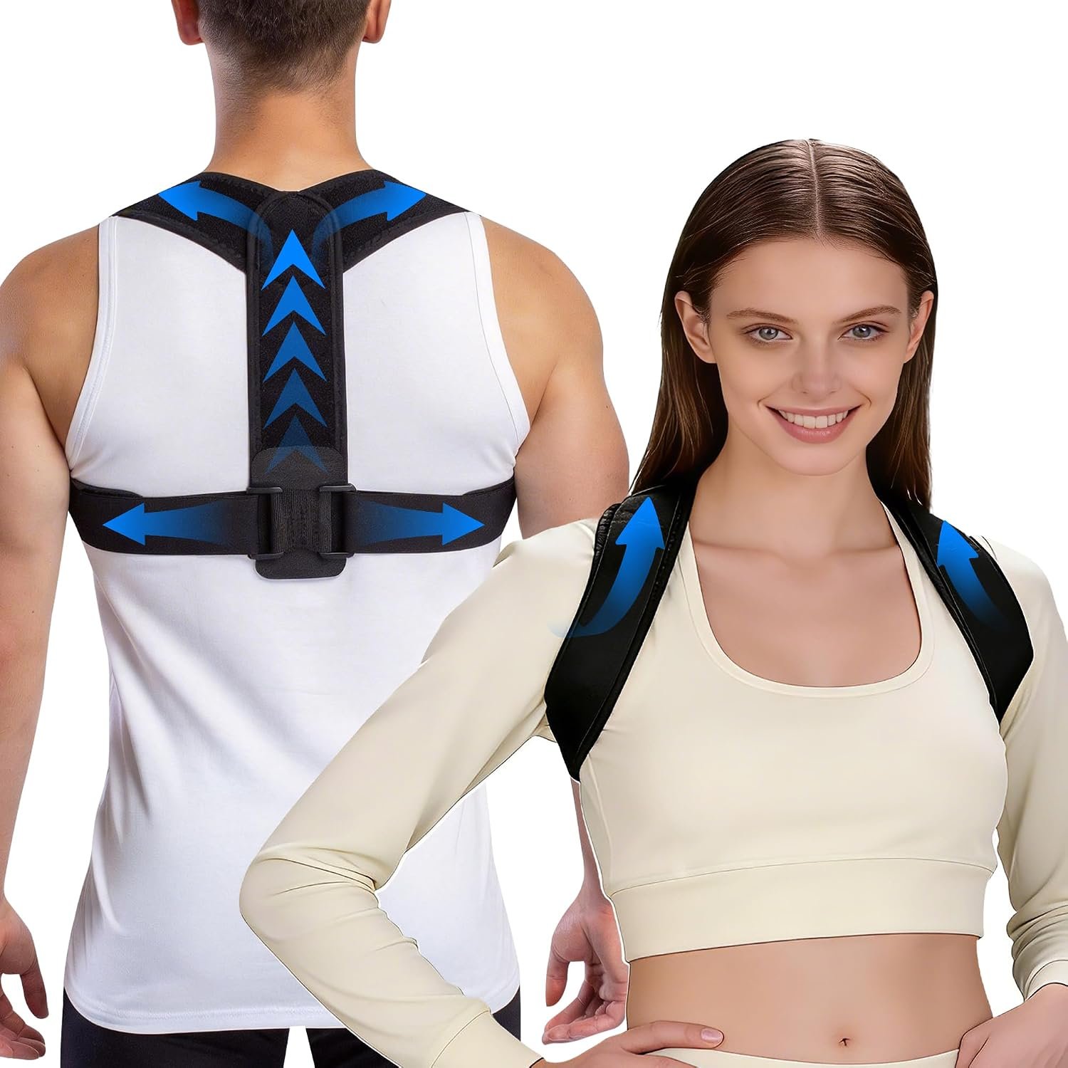 Lukvcoe Upper Back Brace Posture Corrector for Women and Men, Adjustable Upper & Mid Back Support, Breathable Back Straightener for Neck, Shoulder & Clavicle Pain Relief
