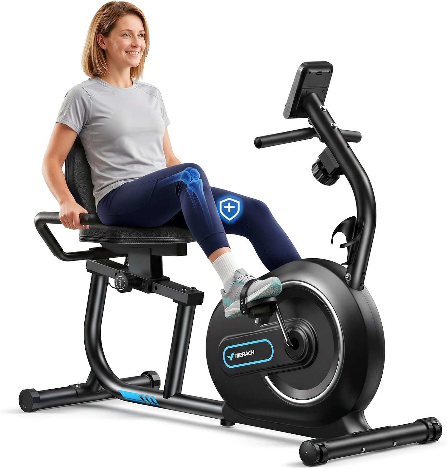 MERACH Recumbent Exercise Bikes for Home with Smart Bluetooth Equipment App | LCD, Heart Rate Handle Stationary Bikes for Home, Magnetic Recumbent Exercise Bike for Seniors Gym S08/S23