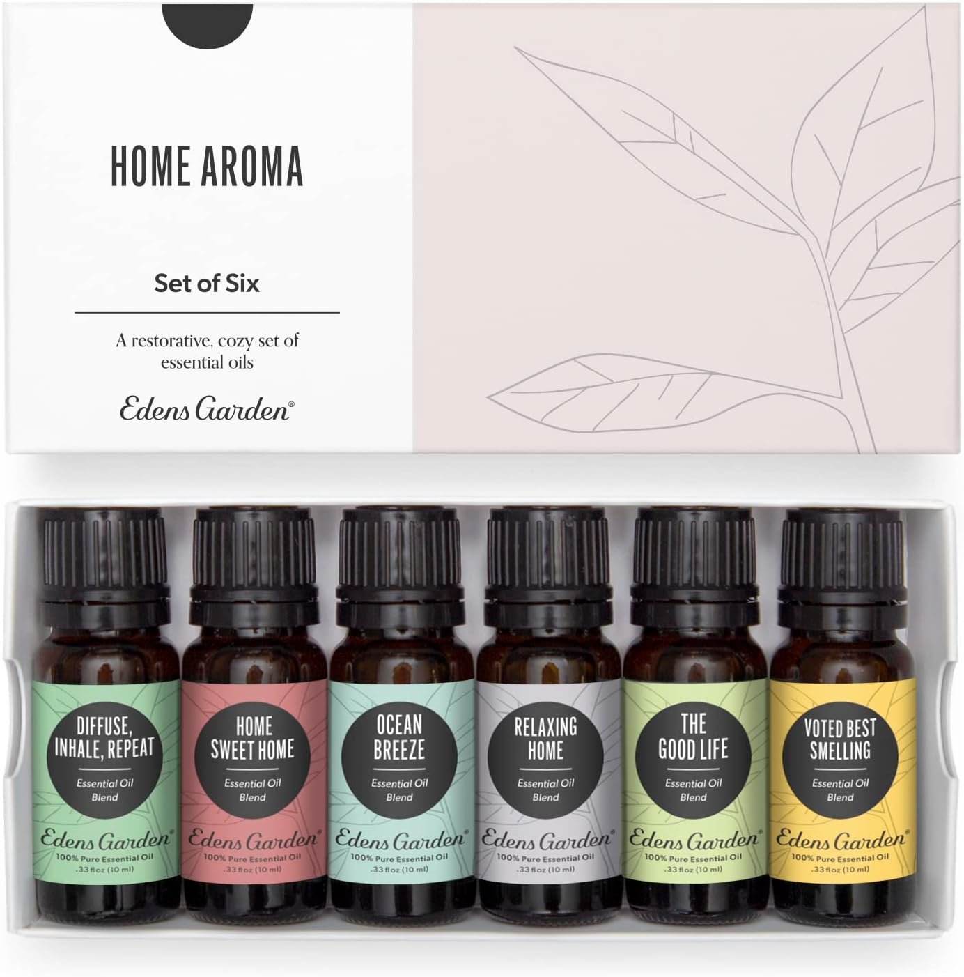 Edens Garden Essential Oils Home Aroma 6 Set – 100% Pure Therapeutic Grade, Natural & Fragrance Oil Free Aromatherapy Scents – Oil for Candle Making, Diffusers & Home Relaxation, 10 ml/ 6 Pack