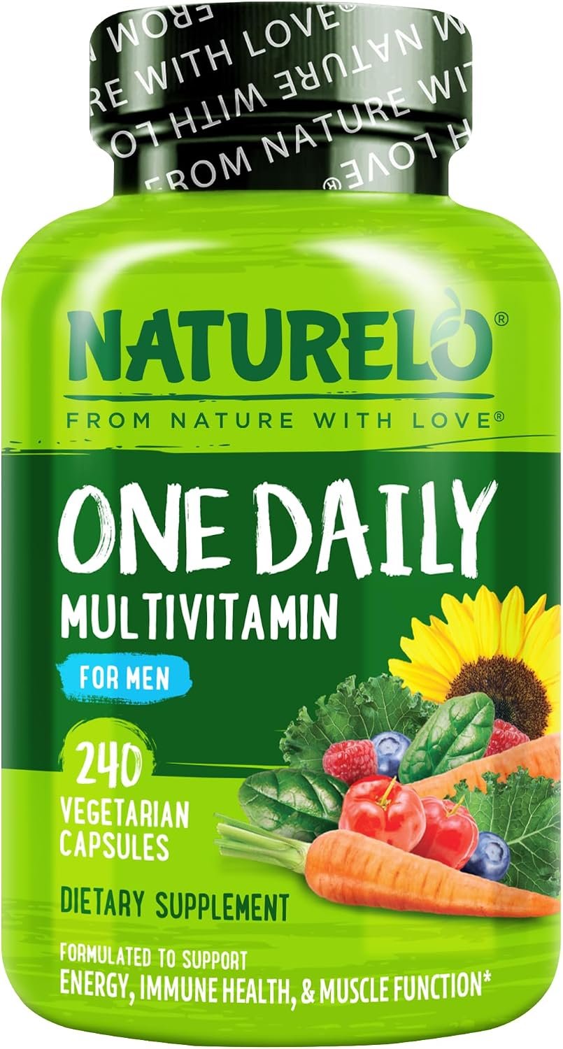 NATURELO Mens Multivitamins – One Daily Multivitamin for Men with Vitamins, Minerals & Organic Whole Foods, Boost Energy & Health, Non-GMO, 240 Vegetarian Capsules