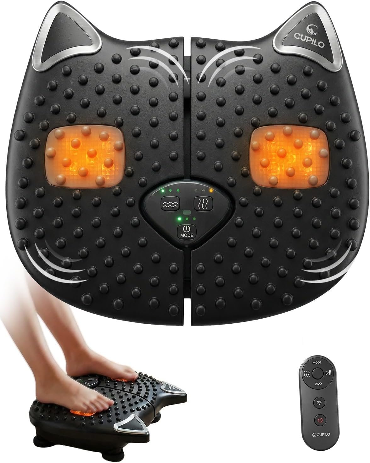 CuPiLo 2026 Upgraded Foot Massager with Heat & Vibration, Foot Circulation Machine for Neuropathy, Numb Feet & Poor Circulation, Remote Control Vibration Foot Massager for Seniors & Long Sitting