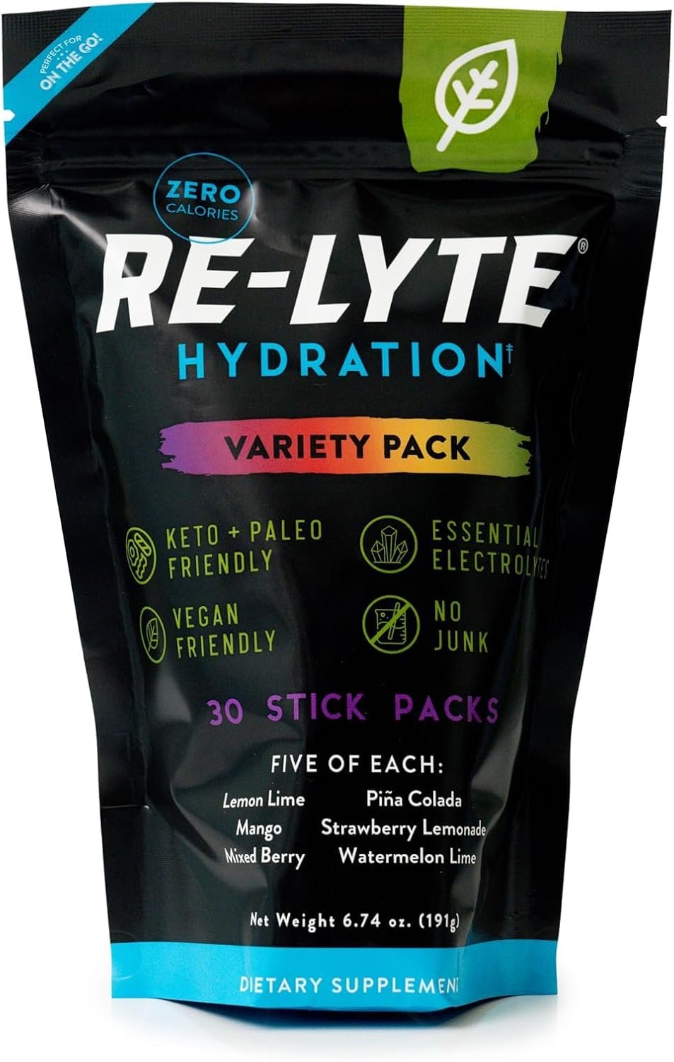 REDMOND Re-Lyte Electrolyte Powder Packets (Variety Pack) 30ct | No Added Sugar, Hydration Packets