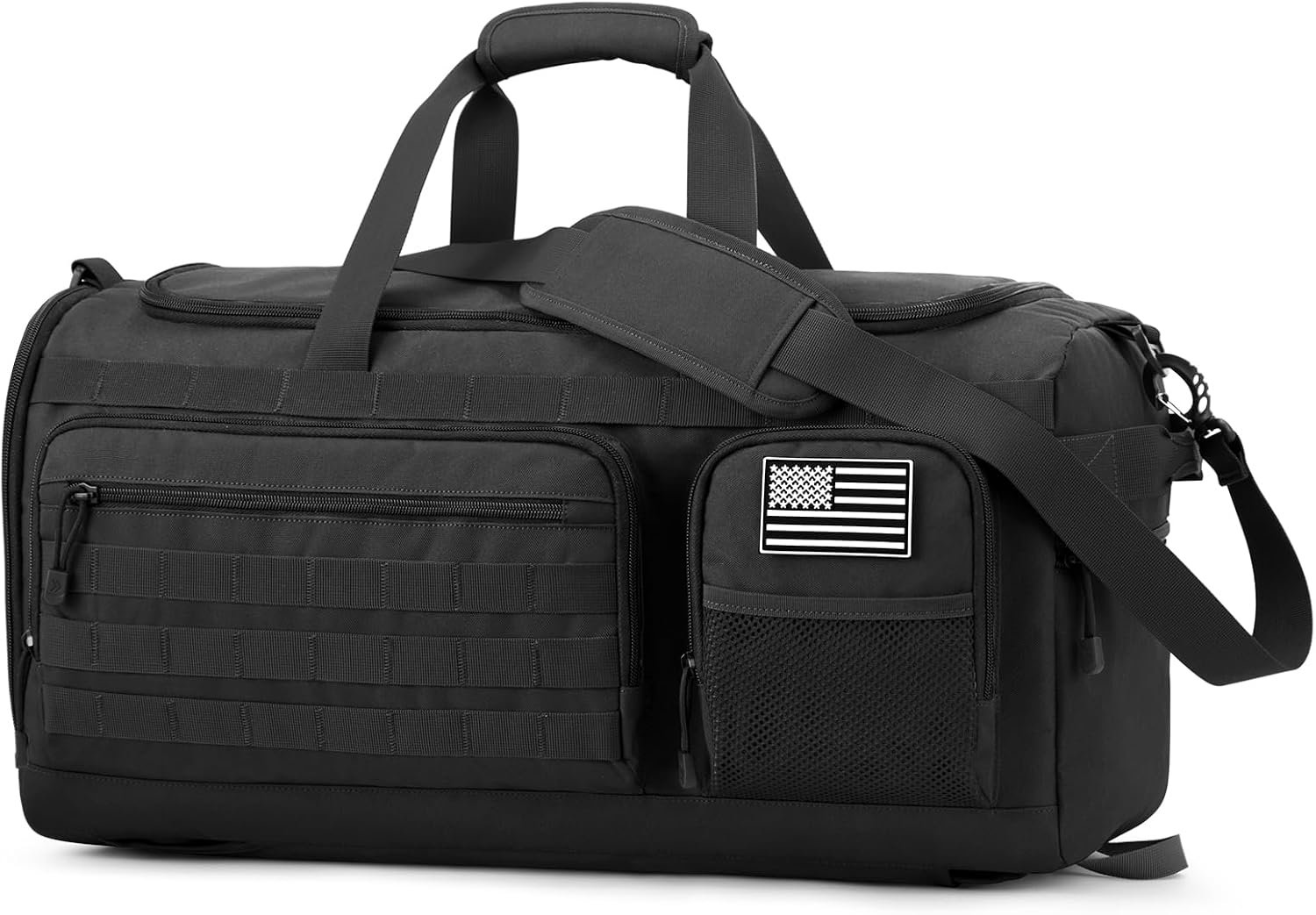 G4Free 3-in-1 Travel Duffle Bag for Men and Women, 50L Large Gym Sports Bags Tactical Military Duffle Backpack with Shoes Compartment and Wet Pocket (Black)