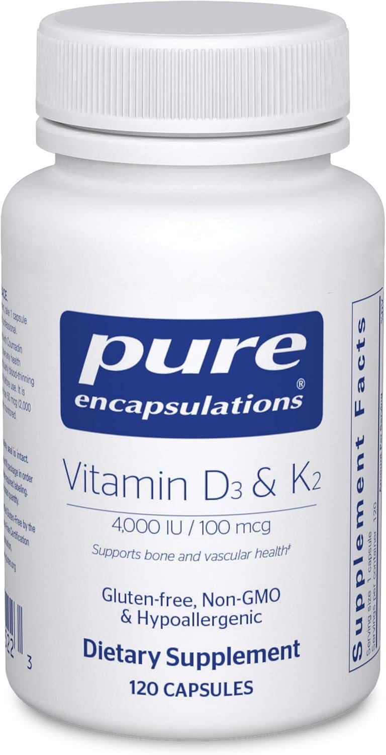 Pure Encapsulations Vitamin D3 & K2 – Bone & Vascular Health Support – Immune Function* – Gluten Free – Non-GMO – 120 Capsules