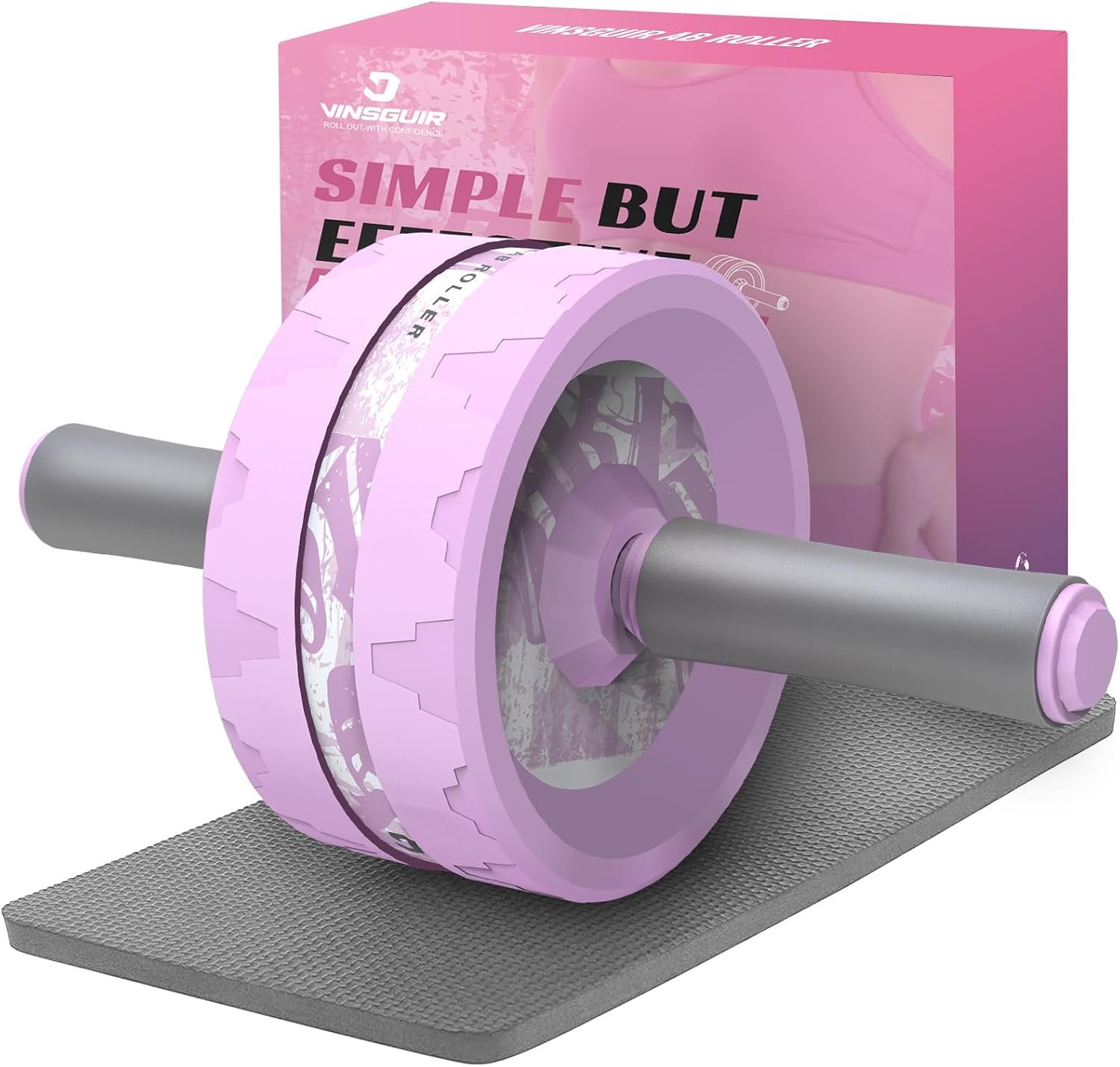 VINSGUIR Ab Roller Wheel, Abs & Core Workout Equipment for Home Gym with Knee Pad Accessories, Abdominal Wheel for Full-body Strength Training