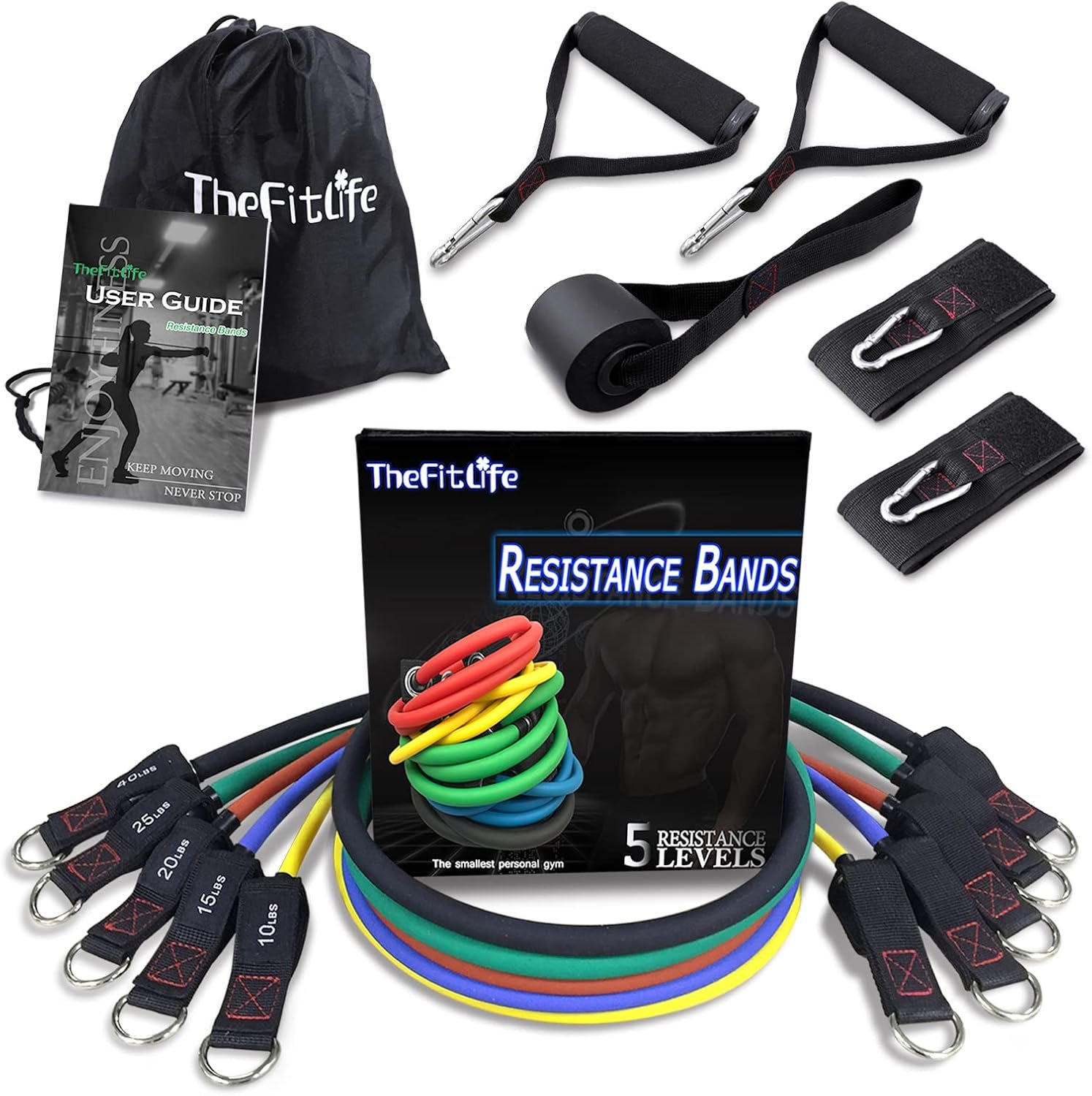 Resistance Bands with Handle Set – for Men and Women, Workout Bands for Strength Exercise, with Handles, Door Anchor & Ankle Straps, for Rehab, Yoga and Fitness