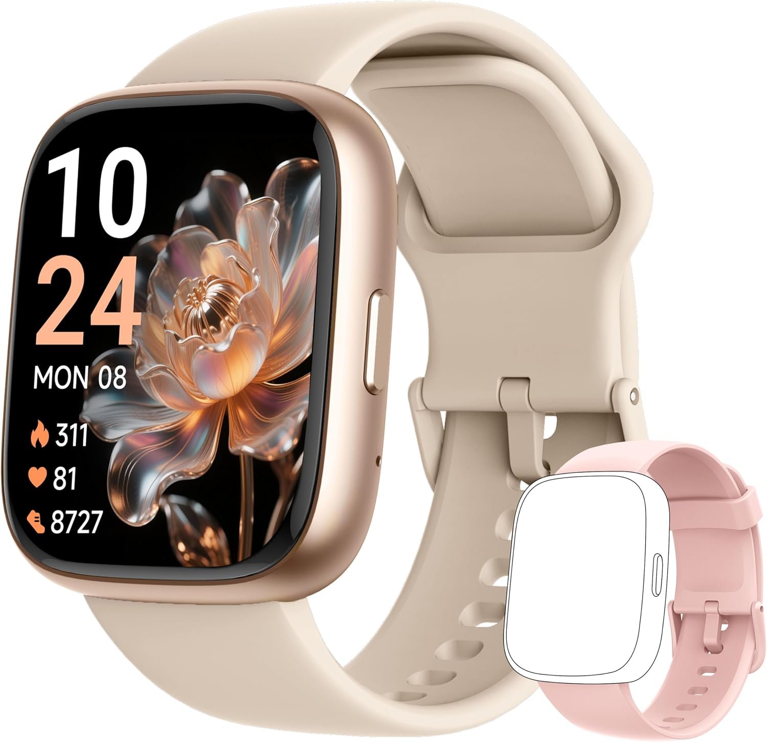 Smart Watch 2026 Upgrade for Women Men Android & iPhone [2 Bands, 44mm case, 1.83”], Alexa Built-in, Make/Answer Call, HR SpO2 Sleep Stress Monitor Fitness Tracker, IP68 Waterproof Step Counter Watch