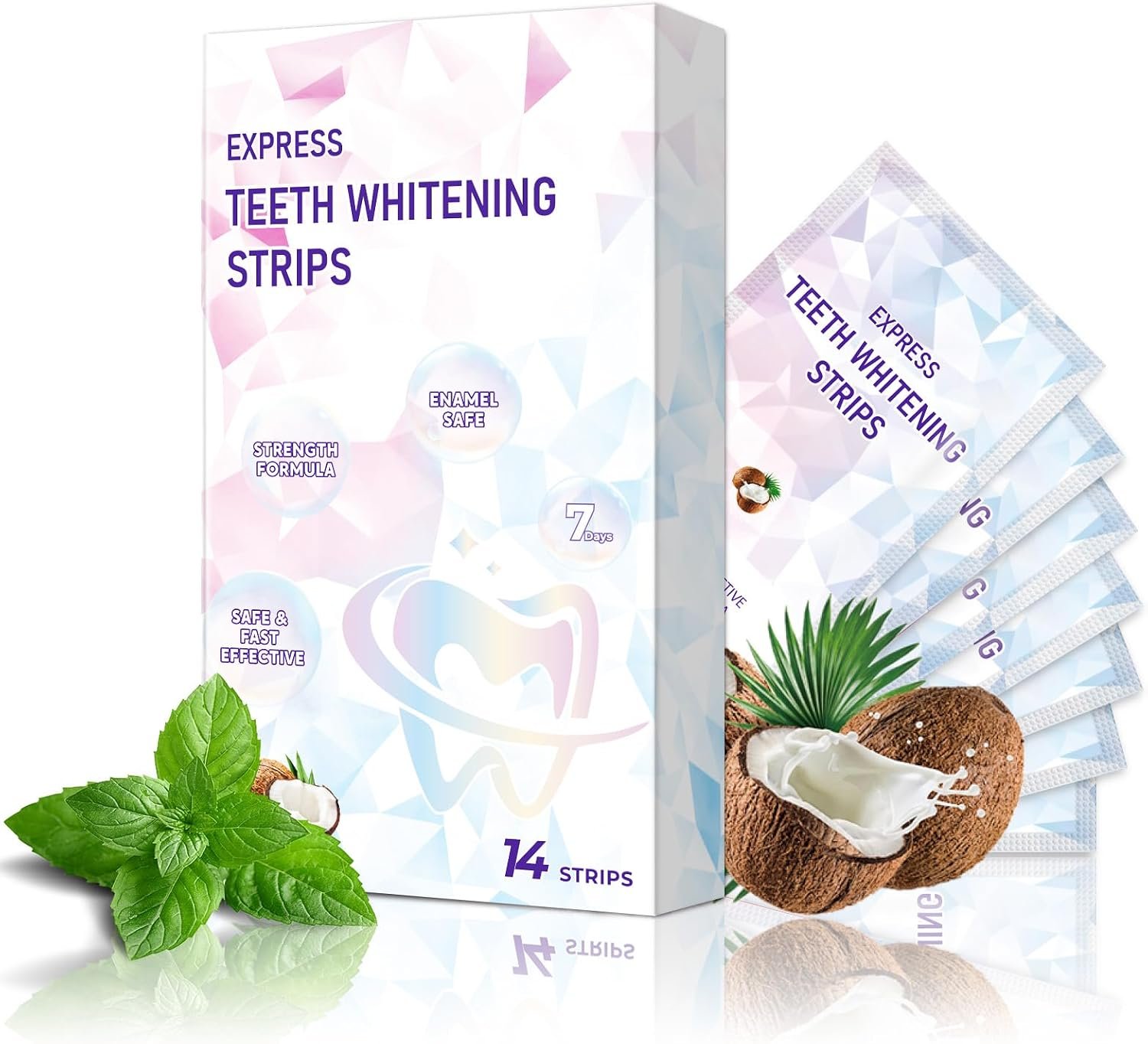Luckin Smile Teeth Whitening Strips | Teeth Whitener for Enamel Safe | Strength White Strips for Teeth Whitening Without Any Harm | Tooth Whitening Strips 7 Treatment | Coconut Oil (14 Strips)