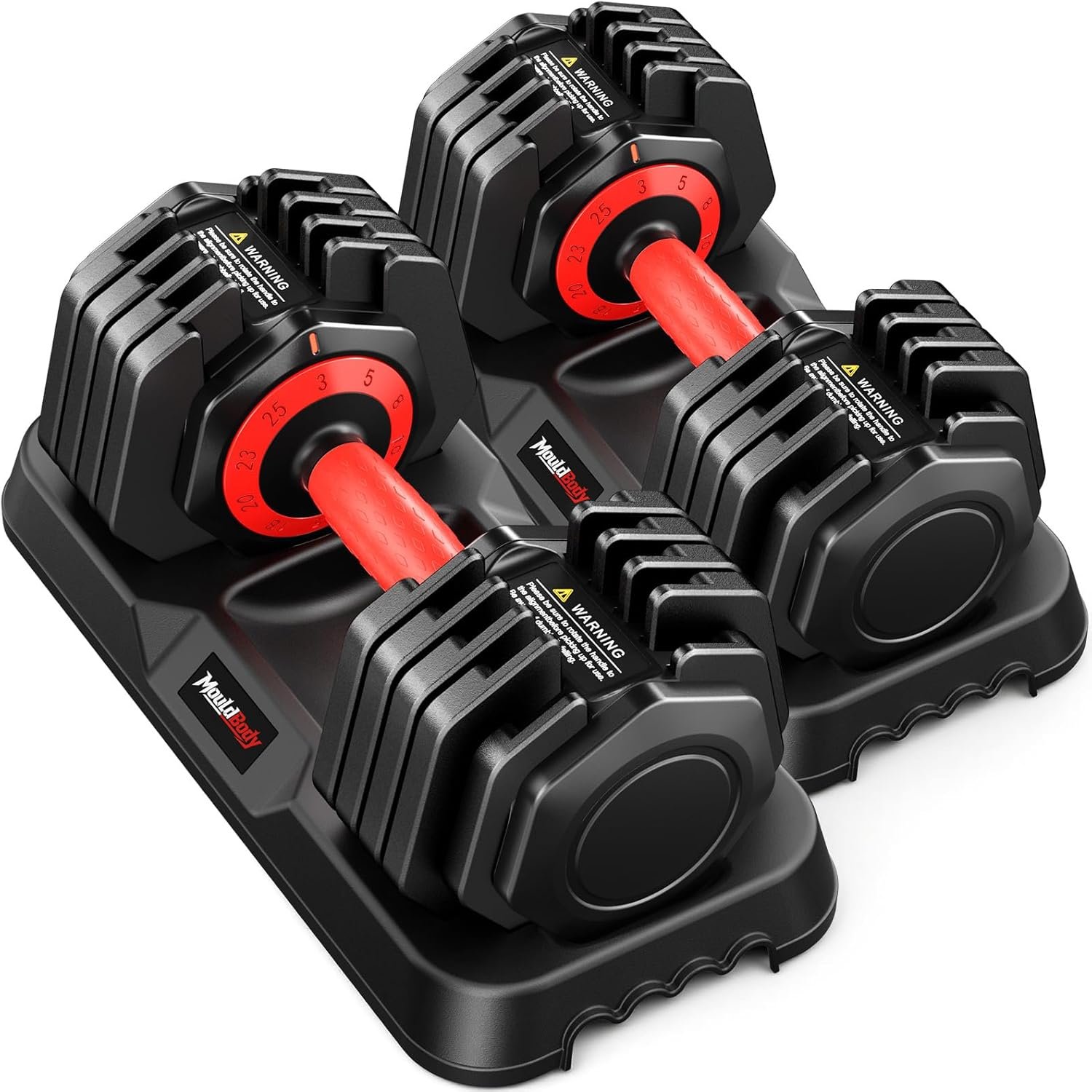 Adjustable Dumbbell Set Pair 25 lb or 50 lb, Adjustable Dumbbells 10-in-1 Free Weight Set, 1-Second Dial Weight Adjustment,Space-Saving Design with Storage Base, Home Gym Strength Training Equipment