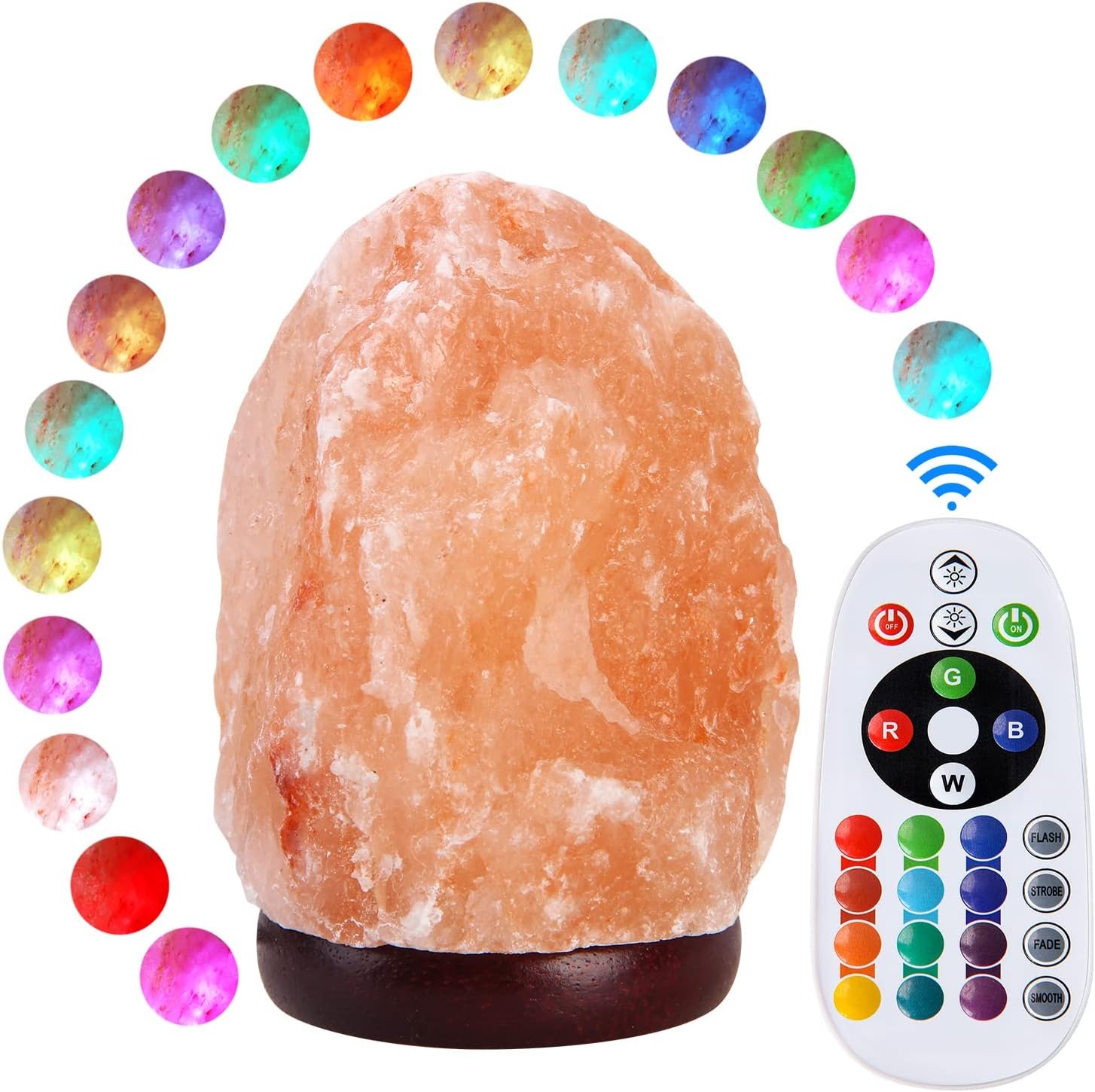 pursalt Himalayan Salt Lamp with Remote 5.5 Inches (1.65 Lbs), 16 Colors | 4 Light Modes, USB Powered, Dimmable Brightness, Large Natural Crystal Rock Lamp, Hand-Carved, Home Decor, Calming Glow, Gift
