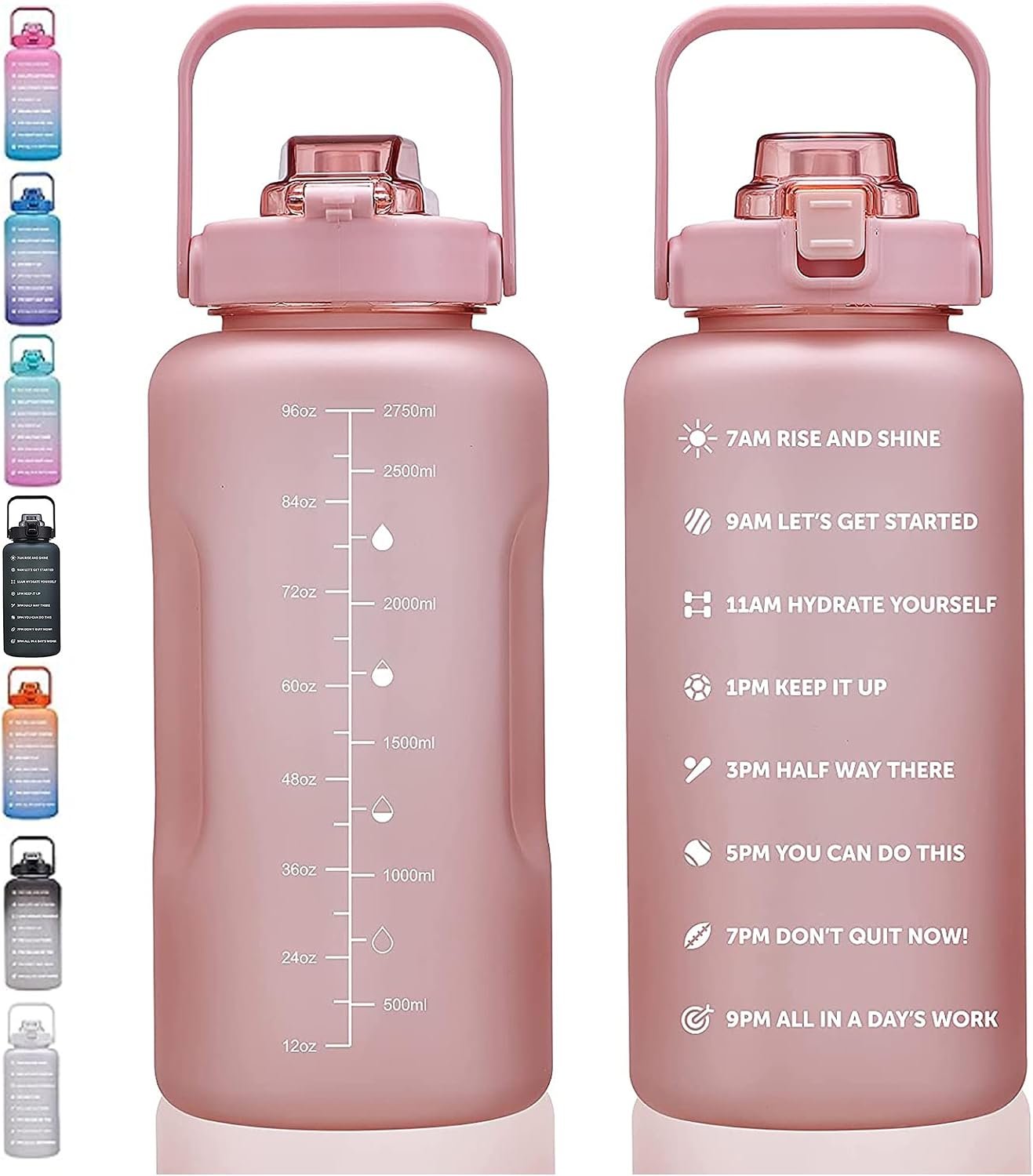 ST-YIBEN 64oz,100oz,128oz Large Motivational Water Bottle with Time Marker, Leakproof & BPA Free Half Gallon Big Water Bottle with Straw Handle Tritan Frosted Water Jug for Gym,Fitness,Outdoor Sports