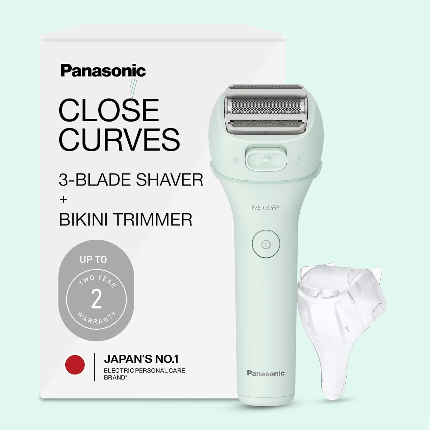 Panasonic Electric Bikini Trimmer, Waterproof Full-Body Cordless Electric Razors for Women Legs with Bikini Attachments, 3 Hypoallergenic Blades, for Travel, Shower, and Everyday Use – ES-AWL6AG