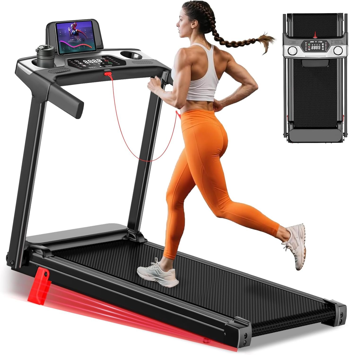 Foldable Treadmill for Home, 3-in-1 Walking Pad with Incline Handle Bar, 300LBS Capacity, 3.0HP Quiet Brushless, Small Treadmills for Small Spaces FutureGlide