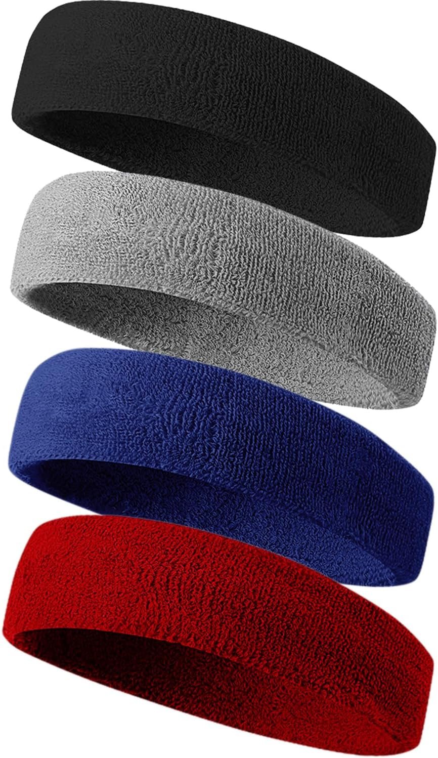 Tanluhu Sweatbands Sport Headbands for Men & Women,Terry Cloth Sweat Band for Tennis, Running, Basketball, Working Out, Exercise- Athletic Sweat Cotton Headband Outdoor