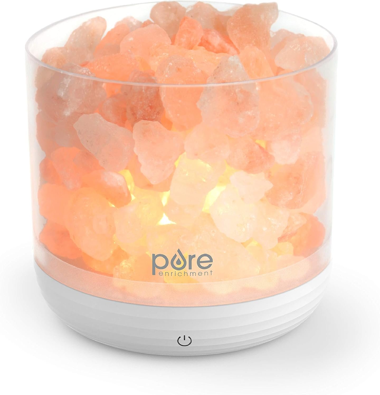 Pure Enrichment PureGlow USB Salt Lamp – Authentic Pink Himalayan Salt Rocks, Light Dimmer with 5 Levels, 2 Bulbs, and USB Power Cable