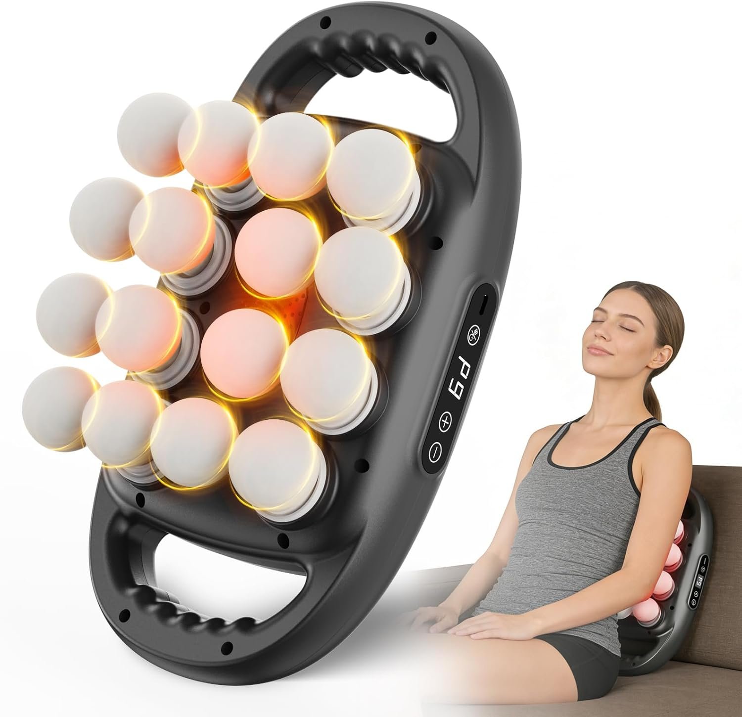16 Head Massage Gun, Deep Tissue Percussion Massager for Athlete with 9 Modes & 9 Speeds, Portable & Quiet Handheld Electric Muscle Massager for Back, Neck and Shoulder
