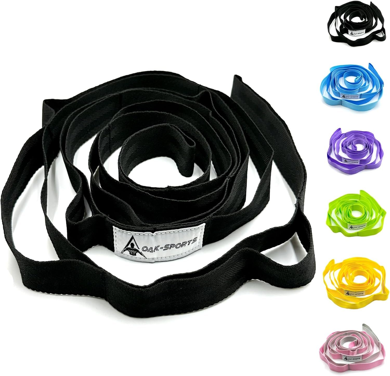Stretching Strap Yoga Strap with Loops for Physical Therapy, Non-Elastic | 10 Loops, 75 inches length, Multi-Color Selection for Yoga Strap for Stretching, Pilates, Dance and Gymnastics
