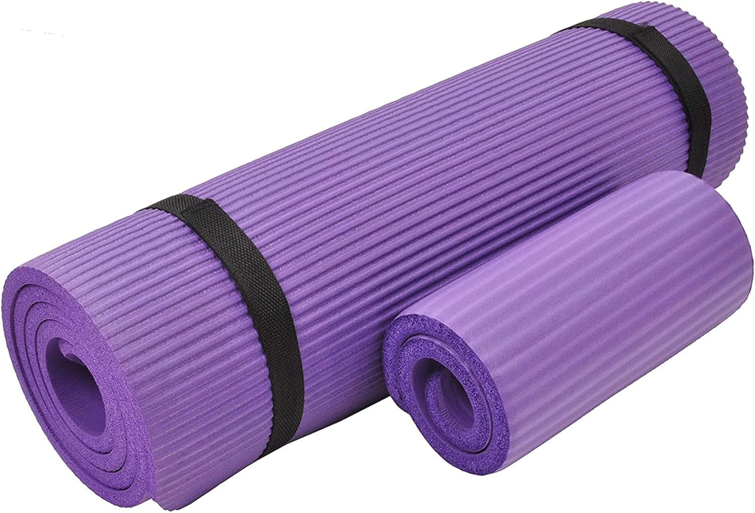 Fitvids All Purpose 1/2-Inch Extra Thick High Density Anti-Tear Exercise Yoga Mat and Knee Pad with Carrying Strap, Multiple Colors