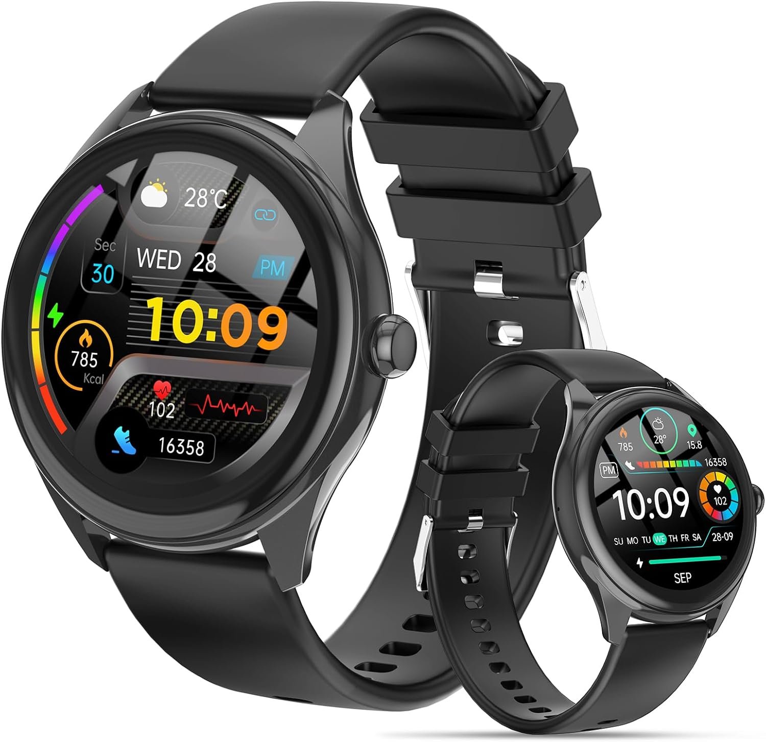 Smart Watch for Men, 1.39″ HD Touchscreen Smartwatch with 120 Sports Modes, AI Voice Assistant, Heart Rate/Sleep Monitor, Bluetooth Call & Music Control Fitness Watch for iPhone/Android (Black)