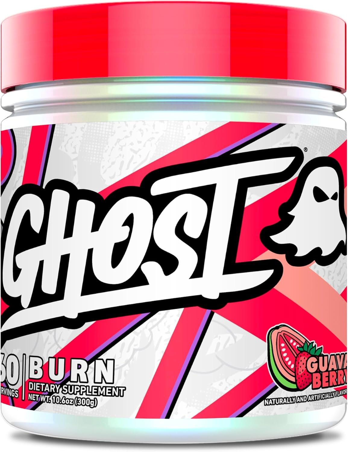 GHOST Burn Weight Management Powder, Guava Berry (60 Servings) – Metabolism & Energy Support Supplement for Men & Women – Natural Caffeine, L-Carnitine & L-Tyrosine – Gluten, Soy & Sugar-Free, Vegan