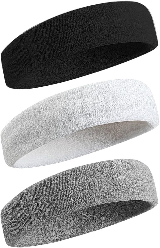 BEACE Sweatbands Sports Headband for Men & Women – Moisture Wicking Athletic Cotton Terry Cloth Sweatband for Tennis, Basketball, Running, Gym, Working Out