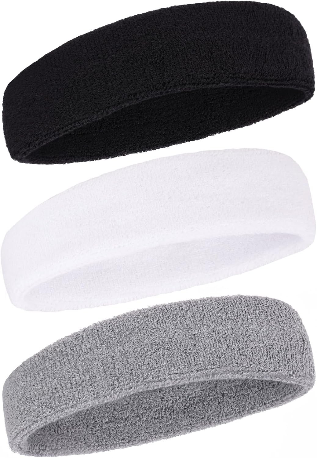 Sweatbands Sports Headband for Men and Women Terry Cloth Moisture Wicking Sports Sweatband for Basketball, Running, Working Out, Football, Cycling