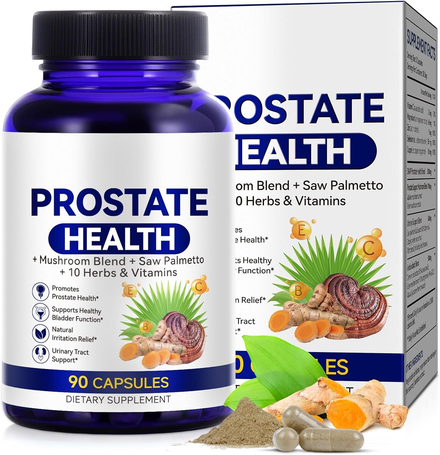 Prostate Health Supplements for Men – Promote Sleep, Urinary Tract Health Support, Saw Palmetto with Reishi & Nettle, Ashwagandha,90 Vegetarian Non-GMO Capsules