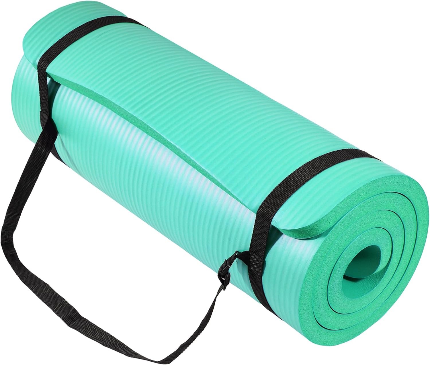 Signature Fitness Extra Thick High-Density Foam Yoga Mat – Multiple Thicknesses (1/2″ & 1″) / Multiple Colors – Double-Sided Non-Slip Surface – with Carrying Strap for Pilates, Yoga & Home Workouts