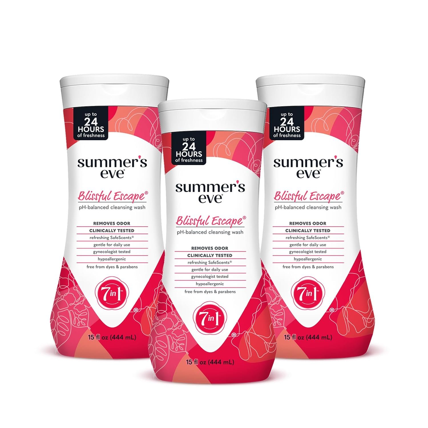 Summer’s Eve Blissful Escape Daily Refreshing All Over Feminine Body Wash, Removes Odor, Feminine Wash pH Balanced, 15 Fl Oz (Pack of 3)