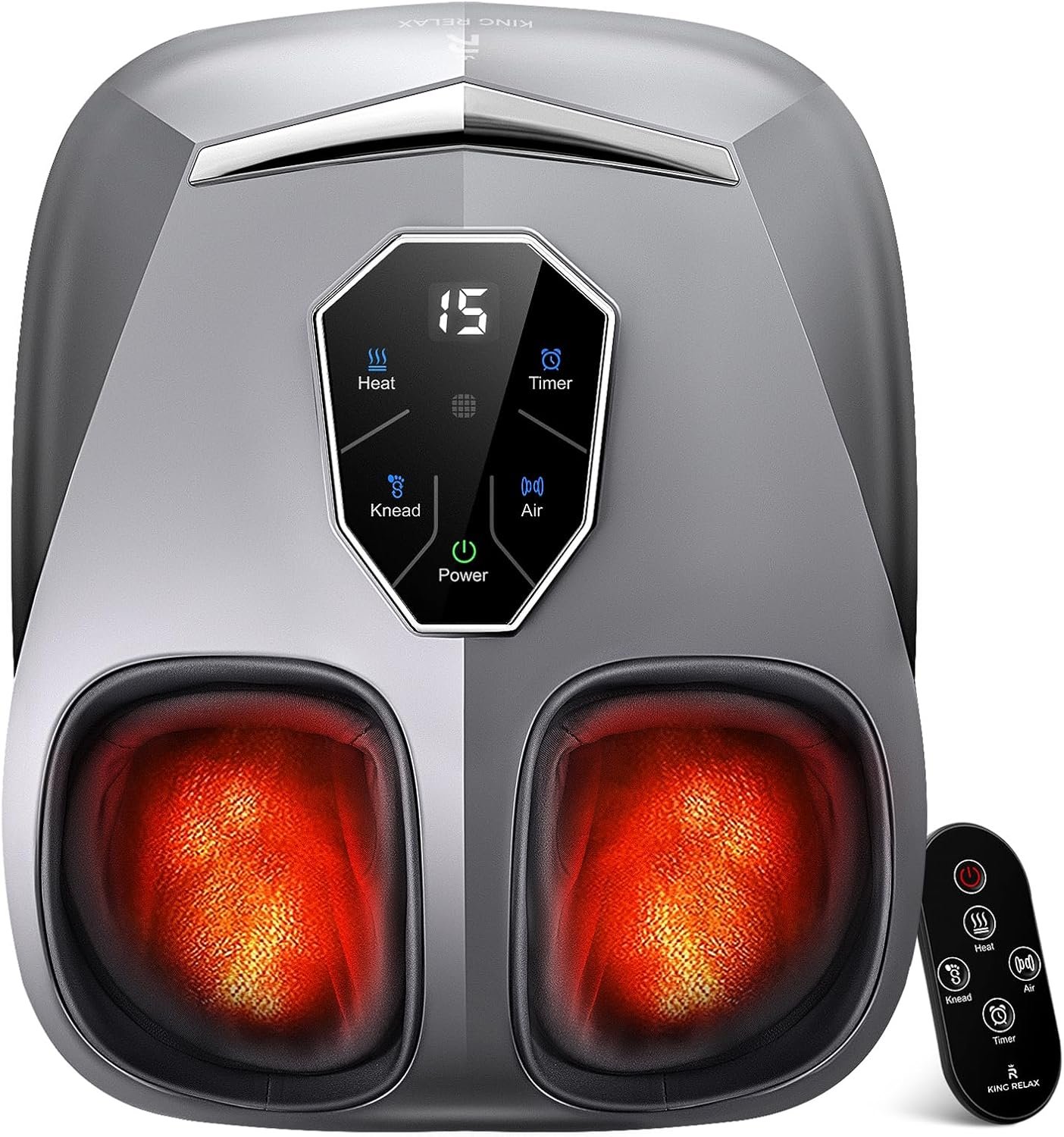 KING RELAX Shiatsu Foot Massager with Heat, 2026 Upgraded Deep Kneading & Squeeze Massage for Plantar Fasciitis, Modern Sculpted Design, Fits Up to Size 14, Gifts for Women Men, FSA Eligible HSA Store