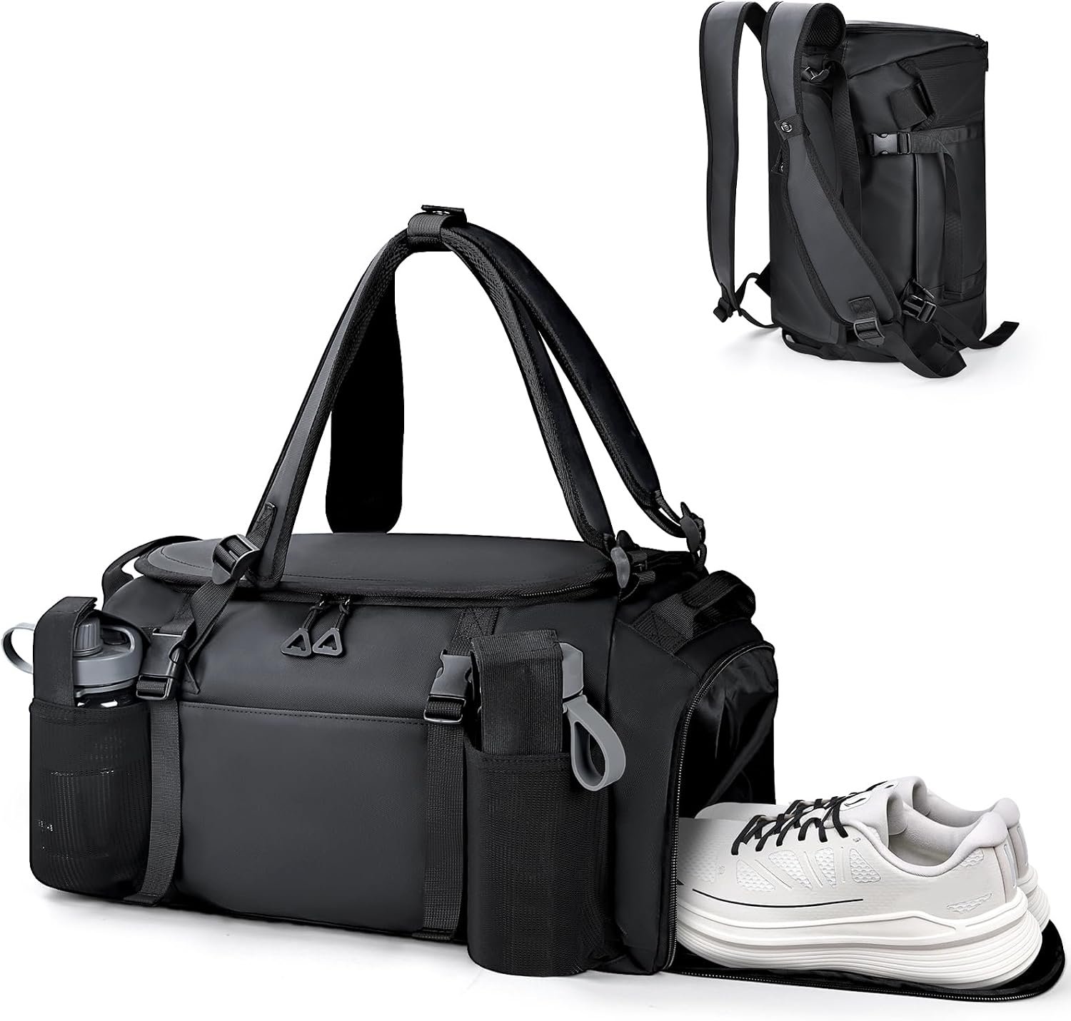 Gym Bag for Men Convertible Large-Capacity Gym Backpack, Water-Resistant Travel Duffel with Shoe Compartment, Quick Access Pockets & Adjustable Straps
