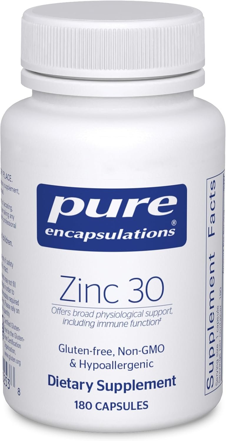 Pure Encapsulations Zinc 30 mg – Supplement for Immune System Support, Growth and Development, and Wound Healing* – with Zinc Picolinate 30 mg – 180 Capsules