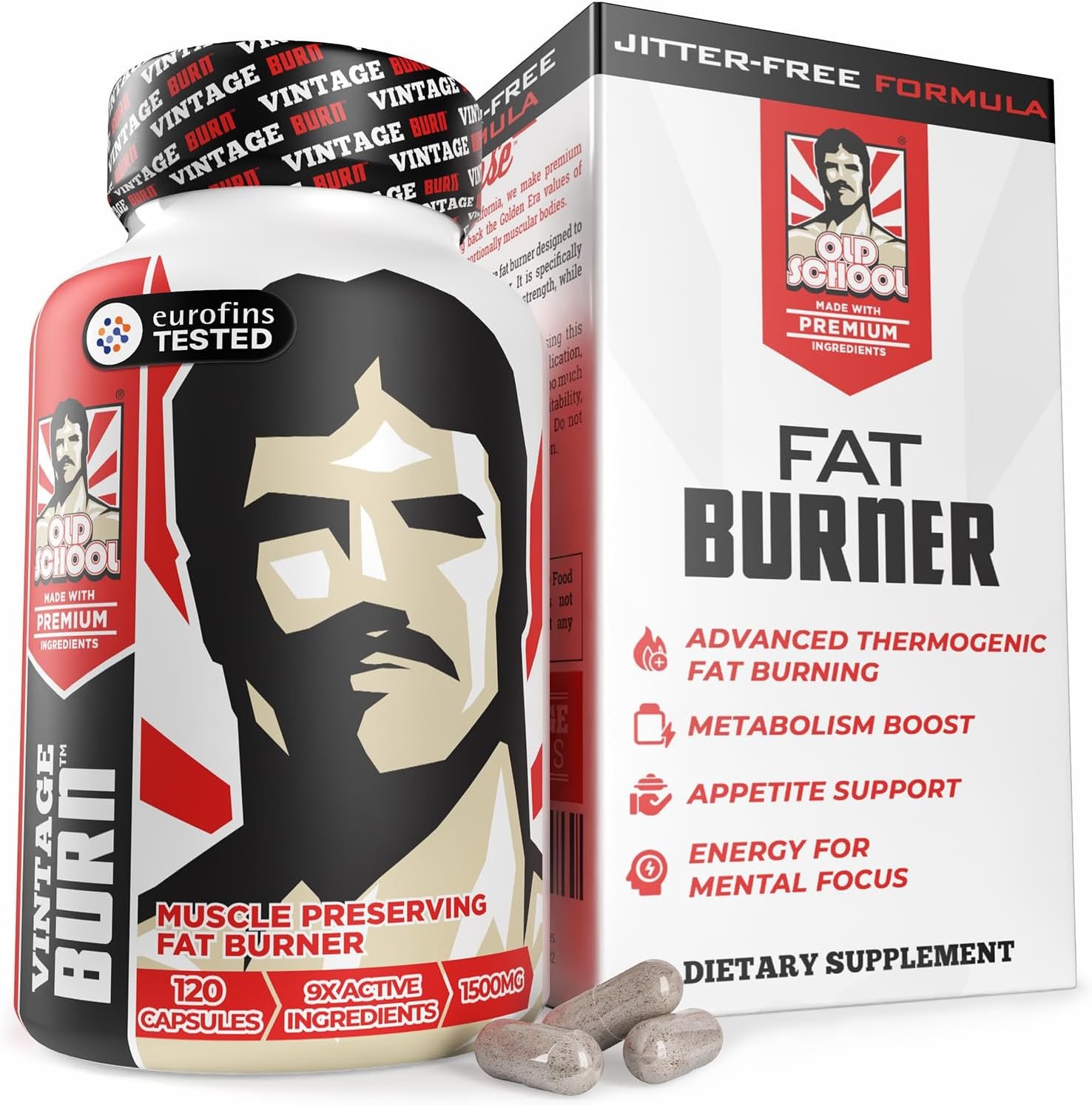 Old School Labs Premium Thermogenic Fat Burner for Men & Women, 120 Caps | Weight Loss Pills for Preserved Lean Muscle & Burn Stubborn Fat, Appetite Suppressant for Weight Loss for Increased Energy