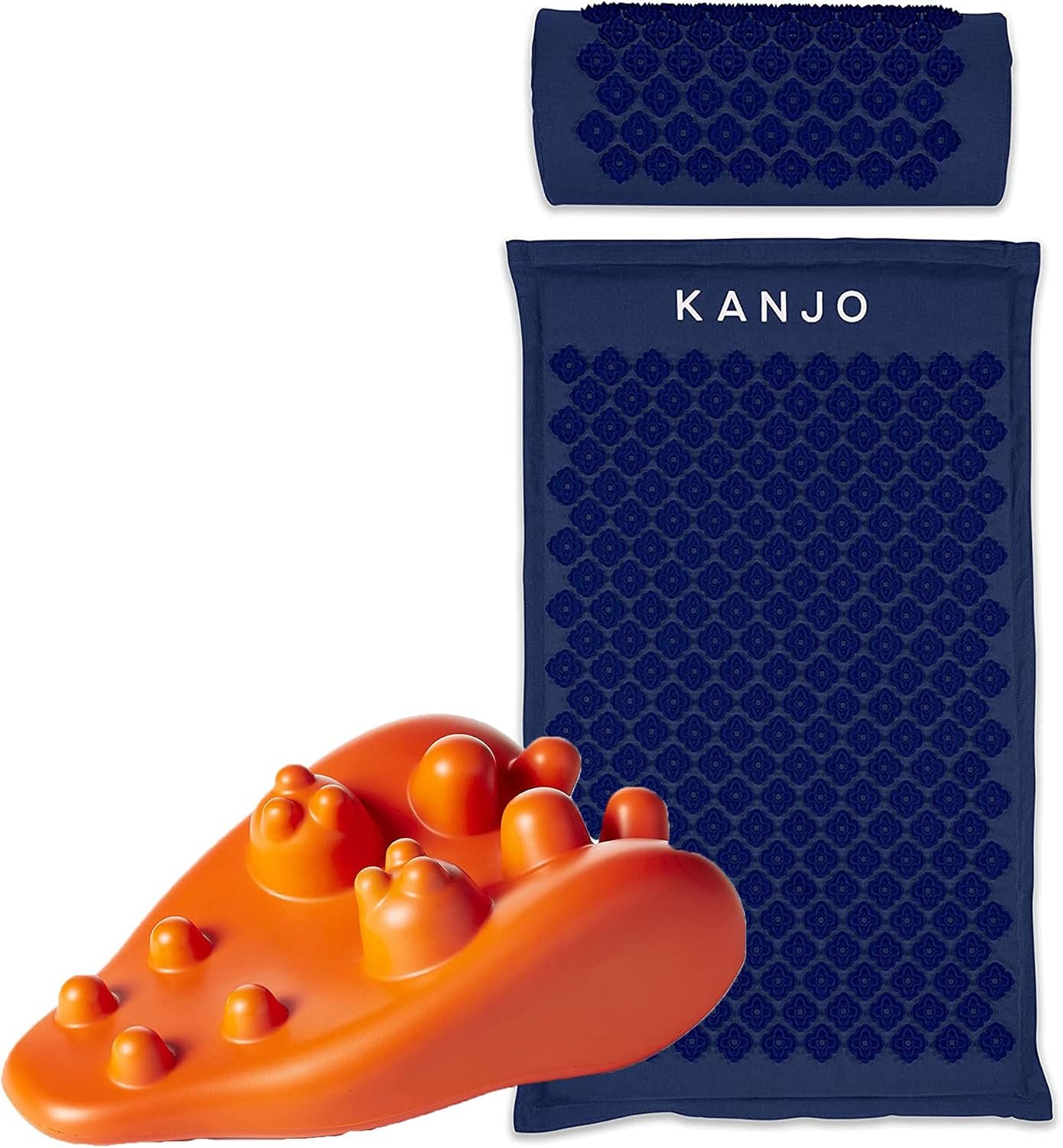 Kanjo Orange Acupressure Neck Pain Relief Cushion Premium Acupressure Mat and Pillow Set for Back Pain Relief & Neck Pain Relief, with Memory Foam Pillow, Incl