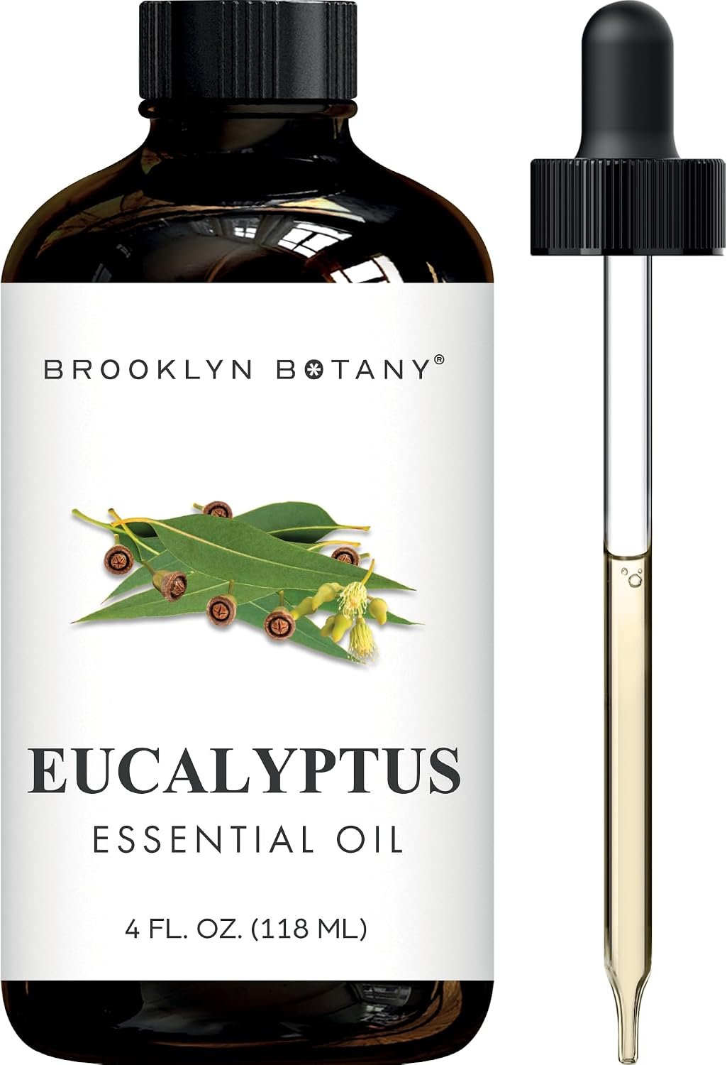 Brooklyn Botany Eucalyptus Essential Oil – Huge 4 Fl Oz – 100% Pure and Natural – Premium Grade with Dropper – for Aromatherapy and Diffuser