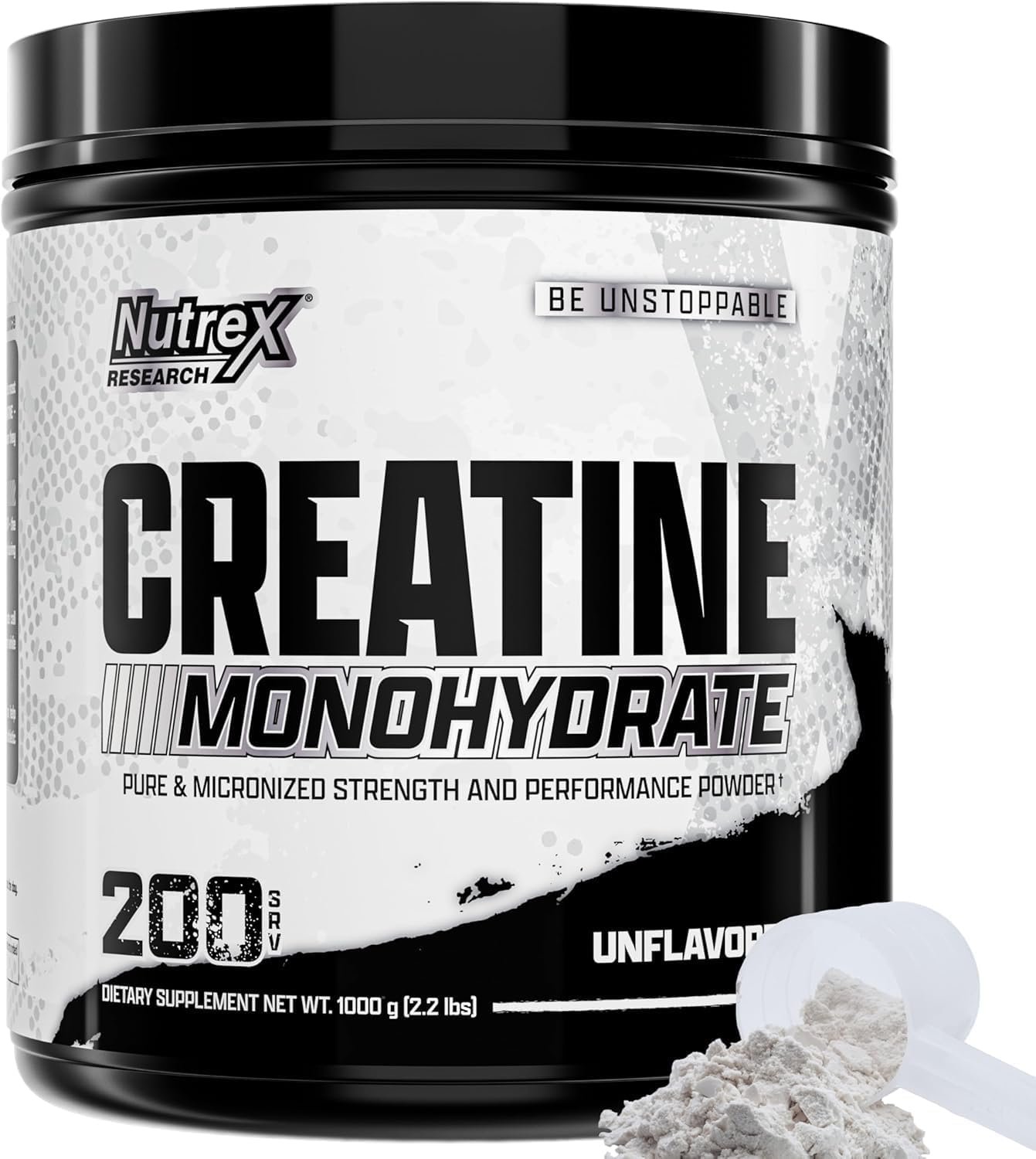 Nutrex Research Micronized Creatine Monohydrate Powder – 200 Servings (1KG) Pure, Unflavored Creatine Monohydrate Supplement for Muscle Gain, Strength and Performance, 5G Per Serv (2.2lbs)