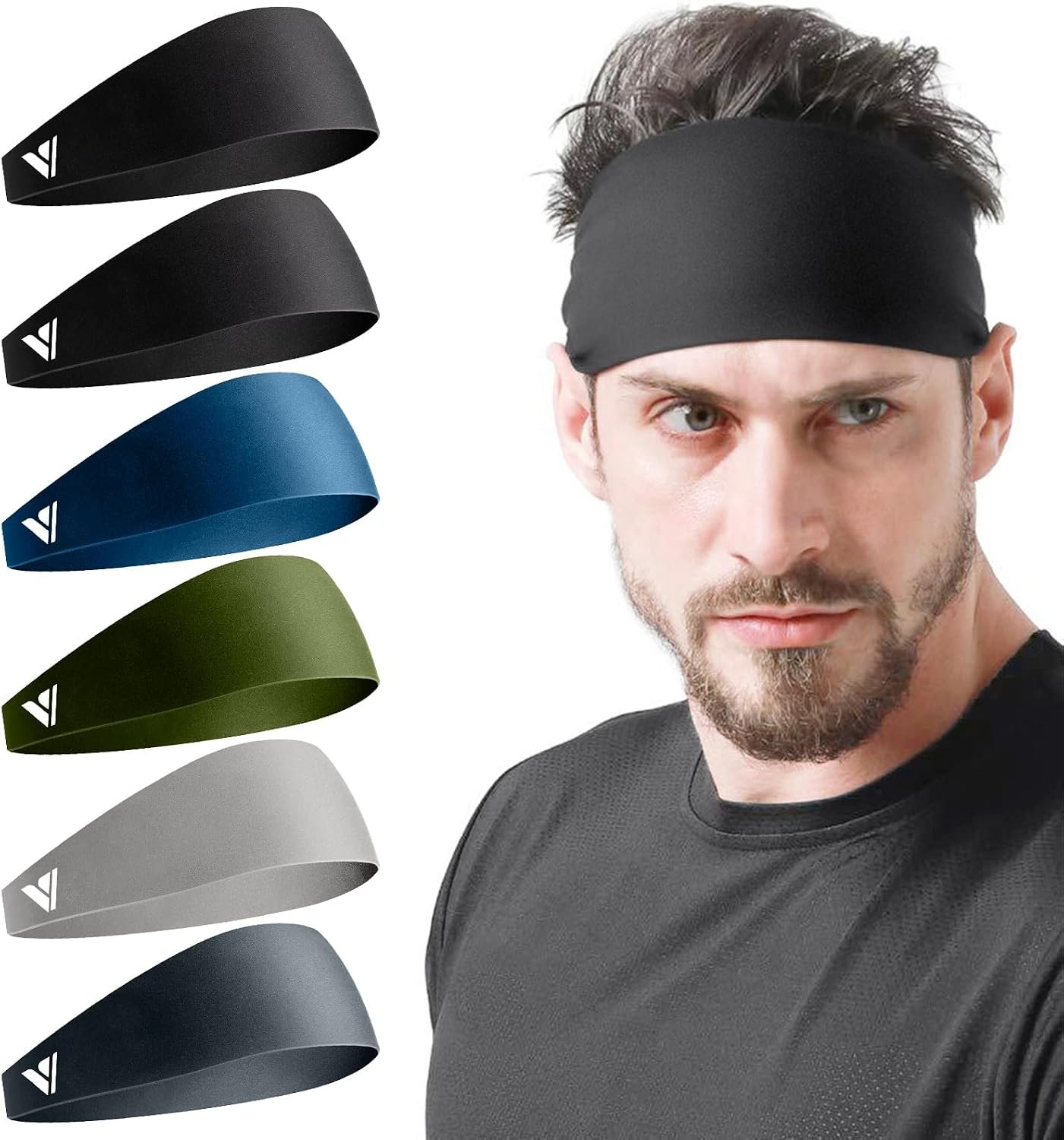 Sweat Headbands for Men, 8X More Effective Hyper-Absorbent Running Sweat Bands, One Size Fits All, Workout Sports Hairband for Gym, Ideal for All Sports, Outdoor Activities, and Hot Climates