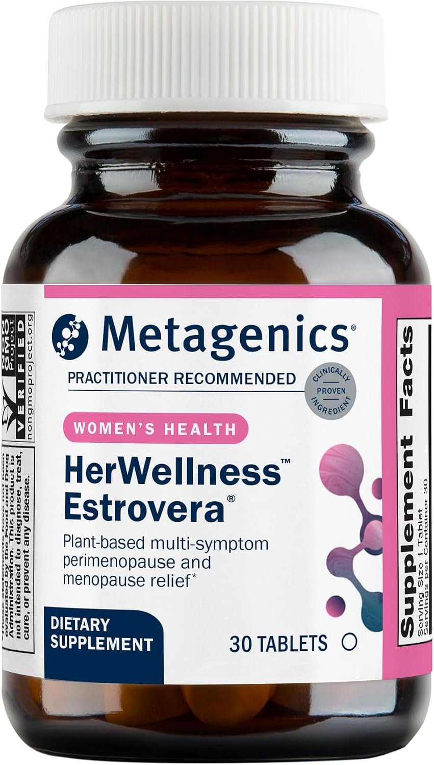 Metagenics HerWellness Estrovera – Hormone-Free Plant-Based Supplement – Supports Menopause & Perimenopause Relief – Hot Flashes, Night Sweats, Multi-Symptom Support – Vegetarian, Non-GMO – 30 Tablets