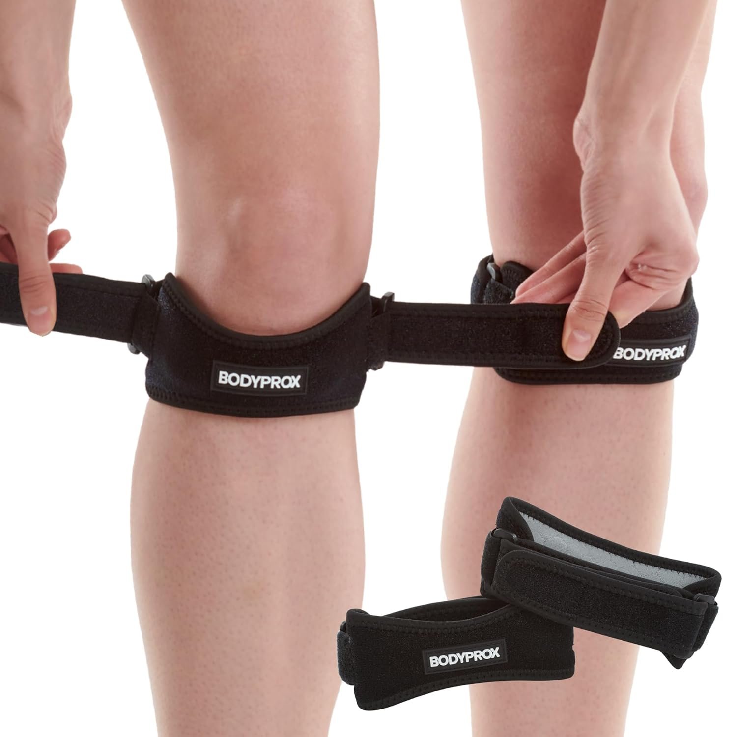 Bodyprox Patella Tendon Knee Strap 2 Pack, Knee Pain Relief Support Brace | Hiking, Soccer, Basketball, Running, Jumpers Knee, Tennis, Tendonitis, Volleyball & Squats
