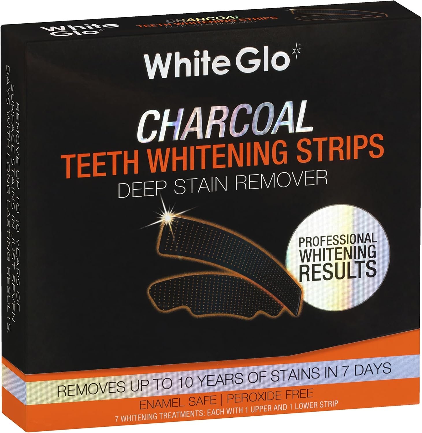 White Glo Activated Charcoal Deep Stain Whitening Strips – Teeth Whitening Strips – Teeth Whiteners with Activated Charcoal – 14 Pc