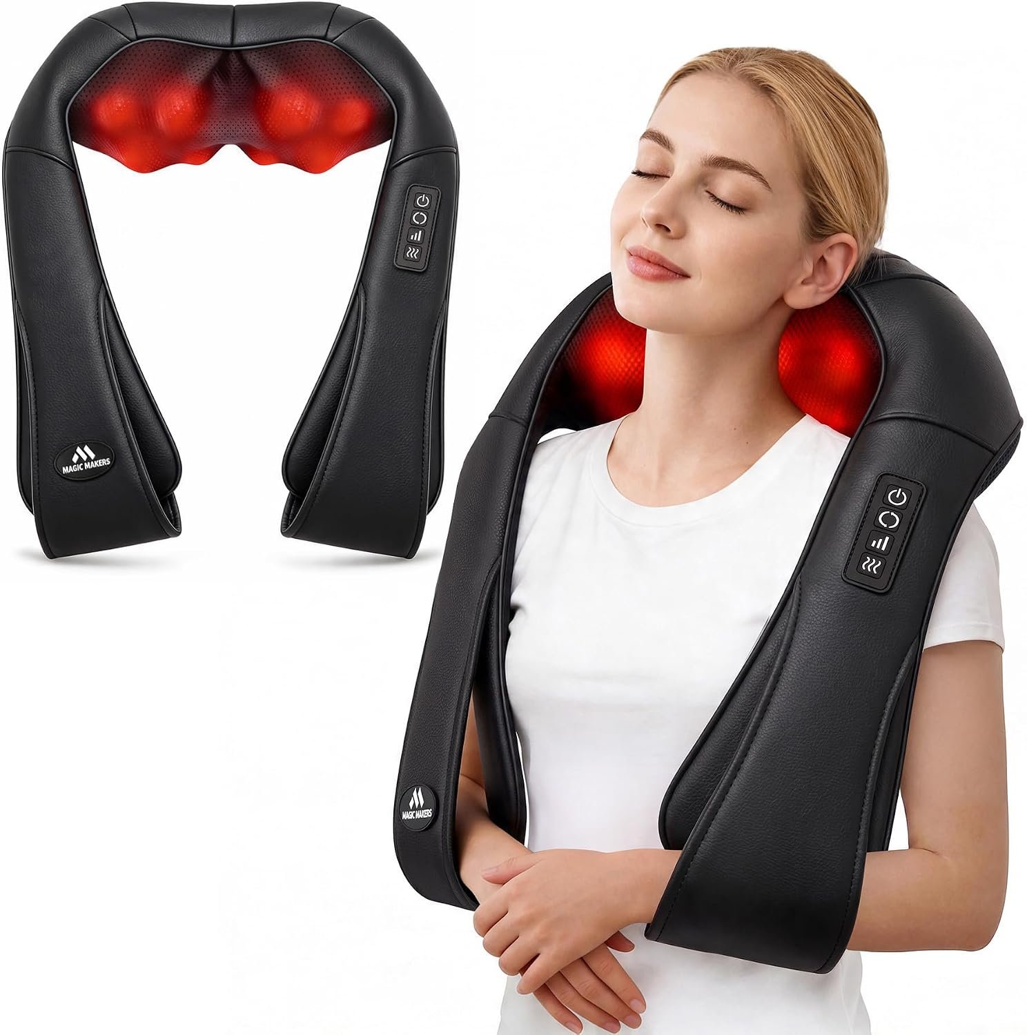 Neck Massager for Pain Relief Deep Tissue with Heat, Gifts for Women Men | Shiatsu Back and Shoulder Massage, Mothers Day Gifts for Mom Wife, Christmas, Fathers Day Dad Gifts for Husband, NOT Cordless