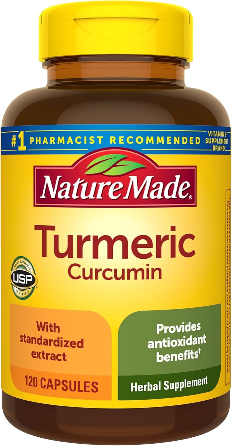 Nature Made Turmeric Curcumin 500 mg, Herbal Supplements, 120 Capsules | Turmeric Curcumin Supplement for Antioxidant Support, Gluten Free, 120 Day Supply