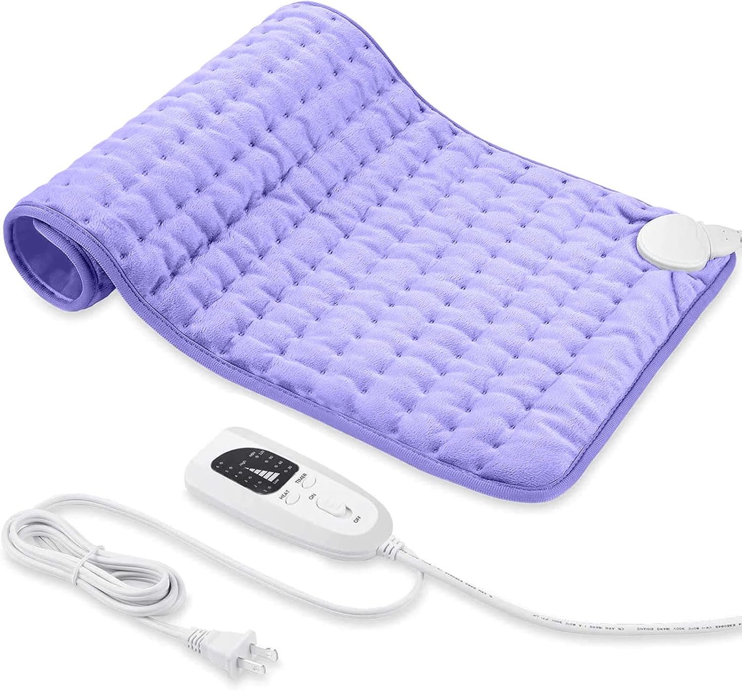 Electric Heating pad with 6 Heat Settings, Auto Shut Off, Dry Electric Heating for Back Neck Knee Arms Legs Shoulder Heat Pads for Christmas Birthday Father’s Day Mother’s Day (24″X12″, Light Purple)